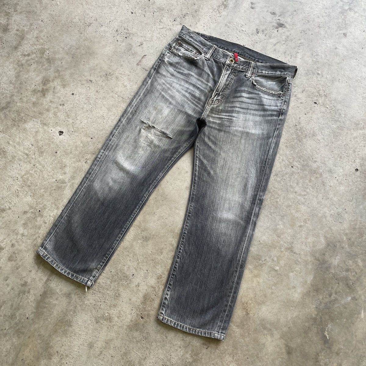 Japanese Brand × Jean × Vintage W35 Vintage Japan Faded Black Jeans Distressed Denim Pants Size US 35 - 2 Thumbnail