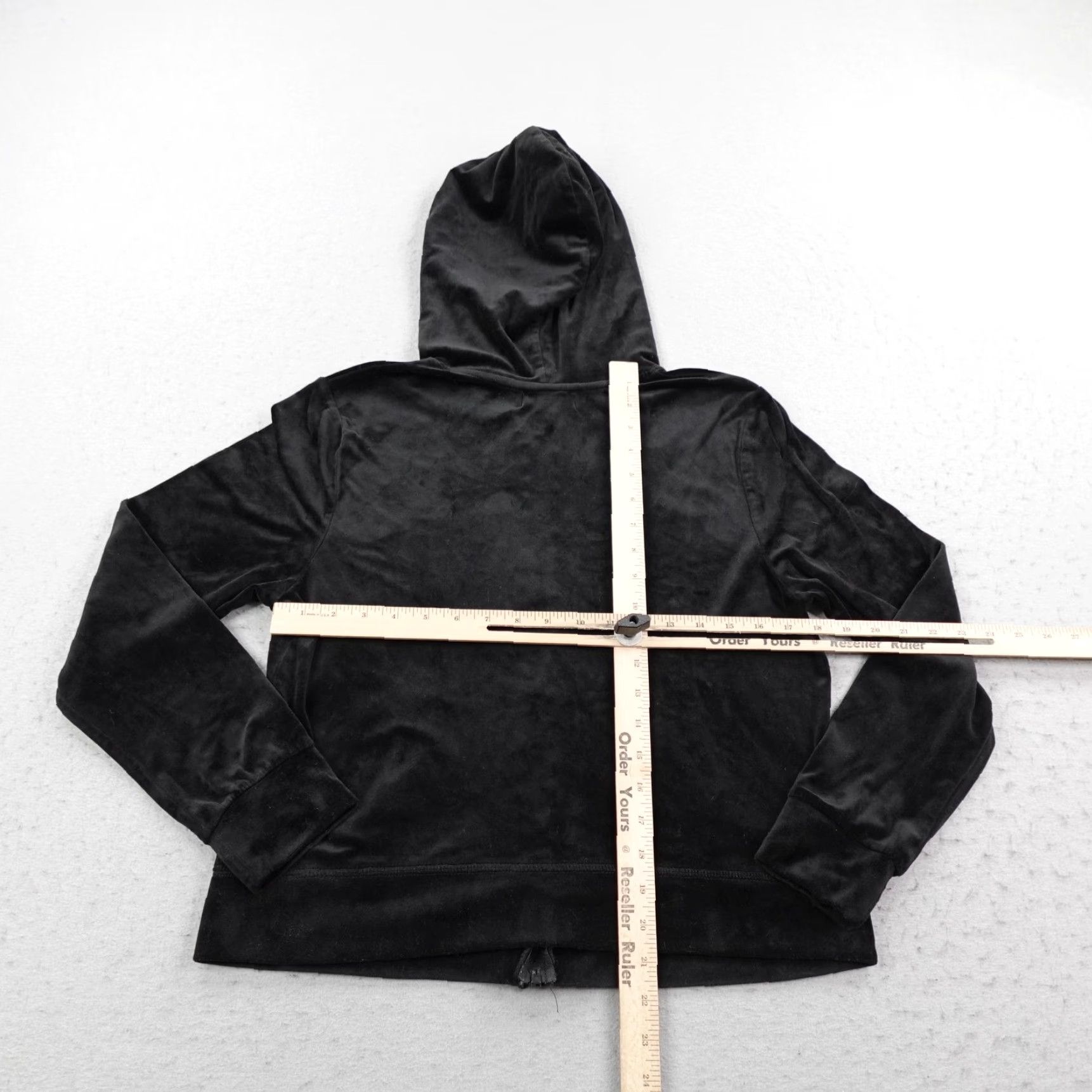 Juicy Couture Juicy Couture Hoodie Womens Large Black Velour Rhinestone Track Sweat Suit Top Size L / US 10 / IT 46 - 5 Thumbnail