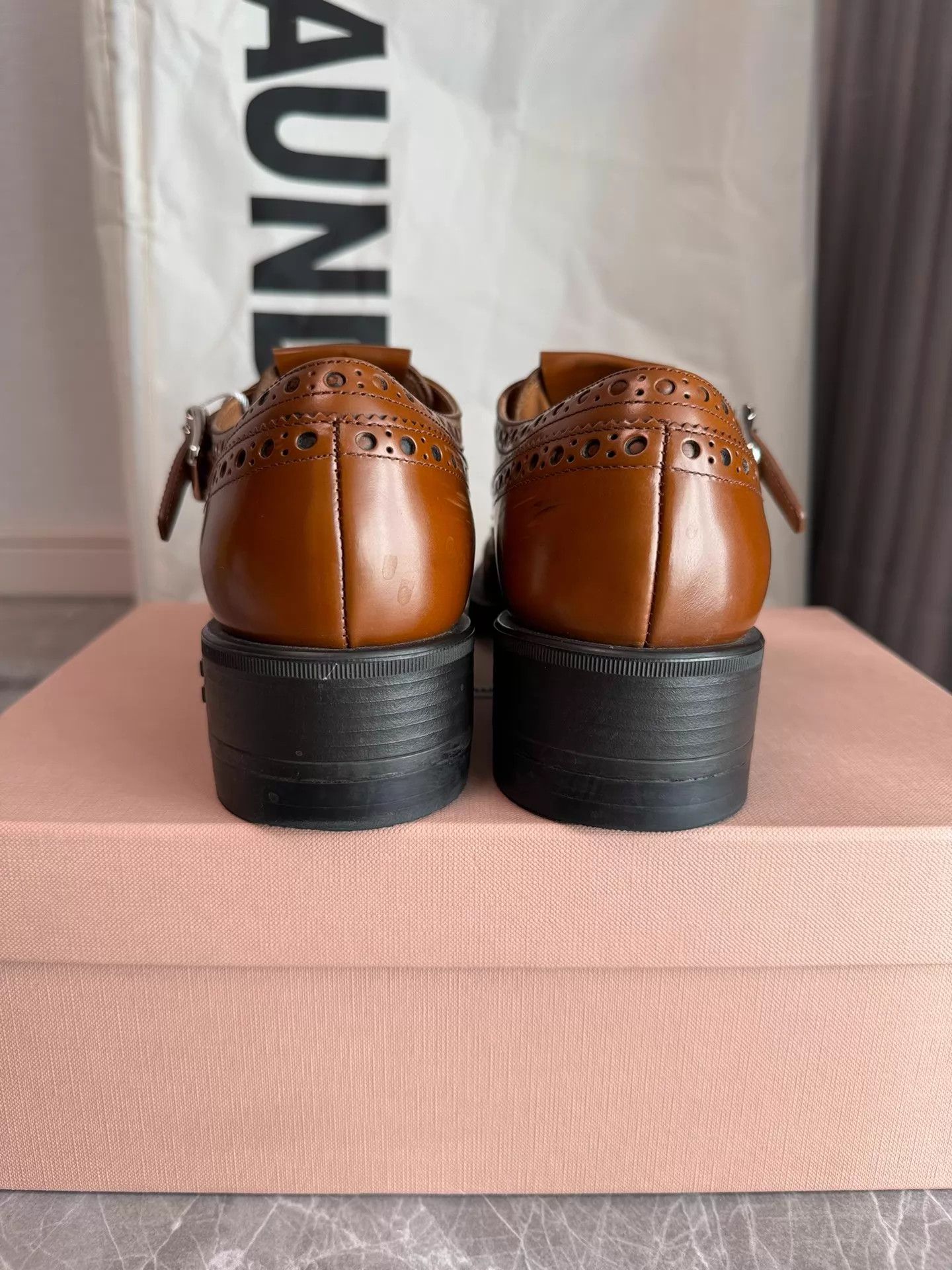 Miu Miu Miu Miu x Church's Double Buckle Loafer Tobacco Brown 36 Size US 5.5 / IT 35.5 - 4 Thumbnail