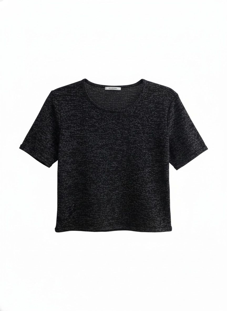 Other Women's Dark Grey Short Sleeve Cropped T-Shirt Crew Neck Size M / US 6-8 / IT 42-44 - 1 Thumbnail