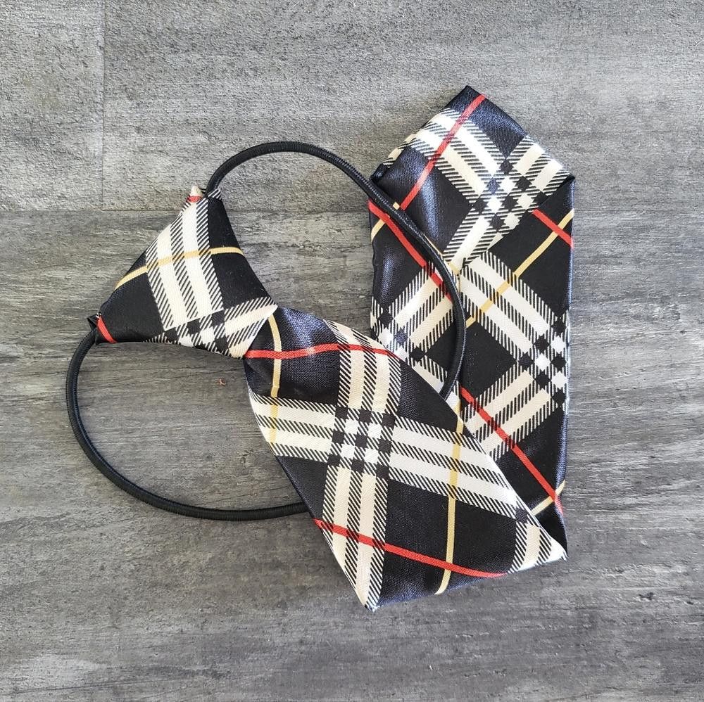 Designer Red Black Plaid Satin Little Boy Tie Size ONE SIZE - 2 Thumbnail