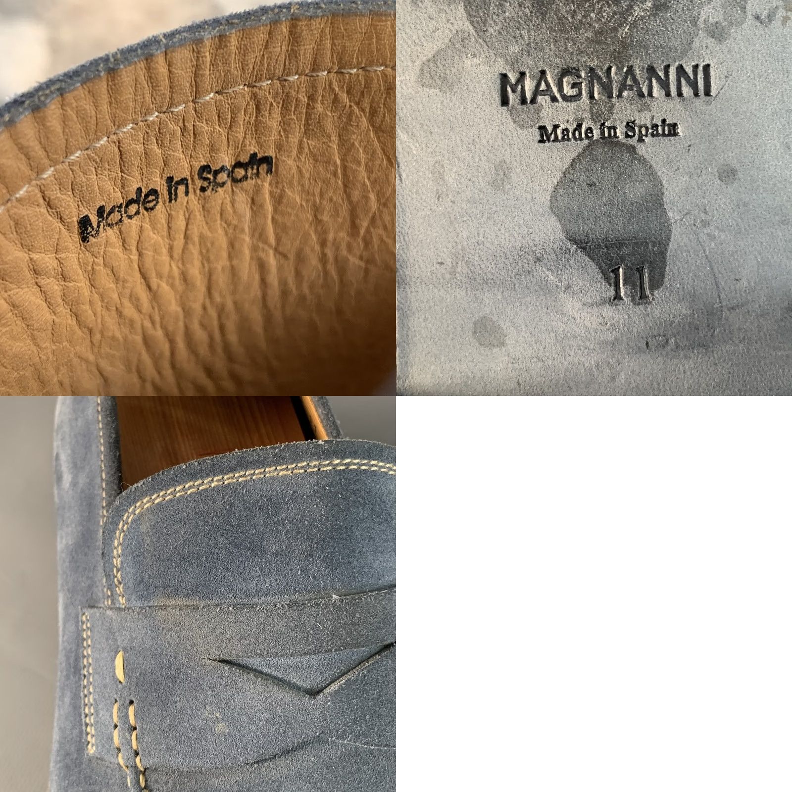 Magnanni MAGNANNI Blue Grey Suede Penny Loafers Size 11 Contrast Stitch Men Size US 11 / EU 44 - 8 Thumbnail