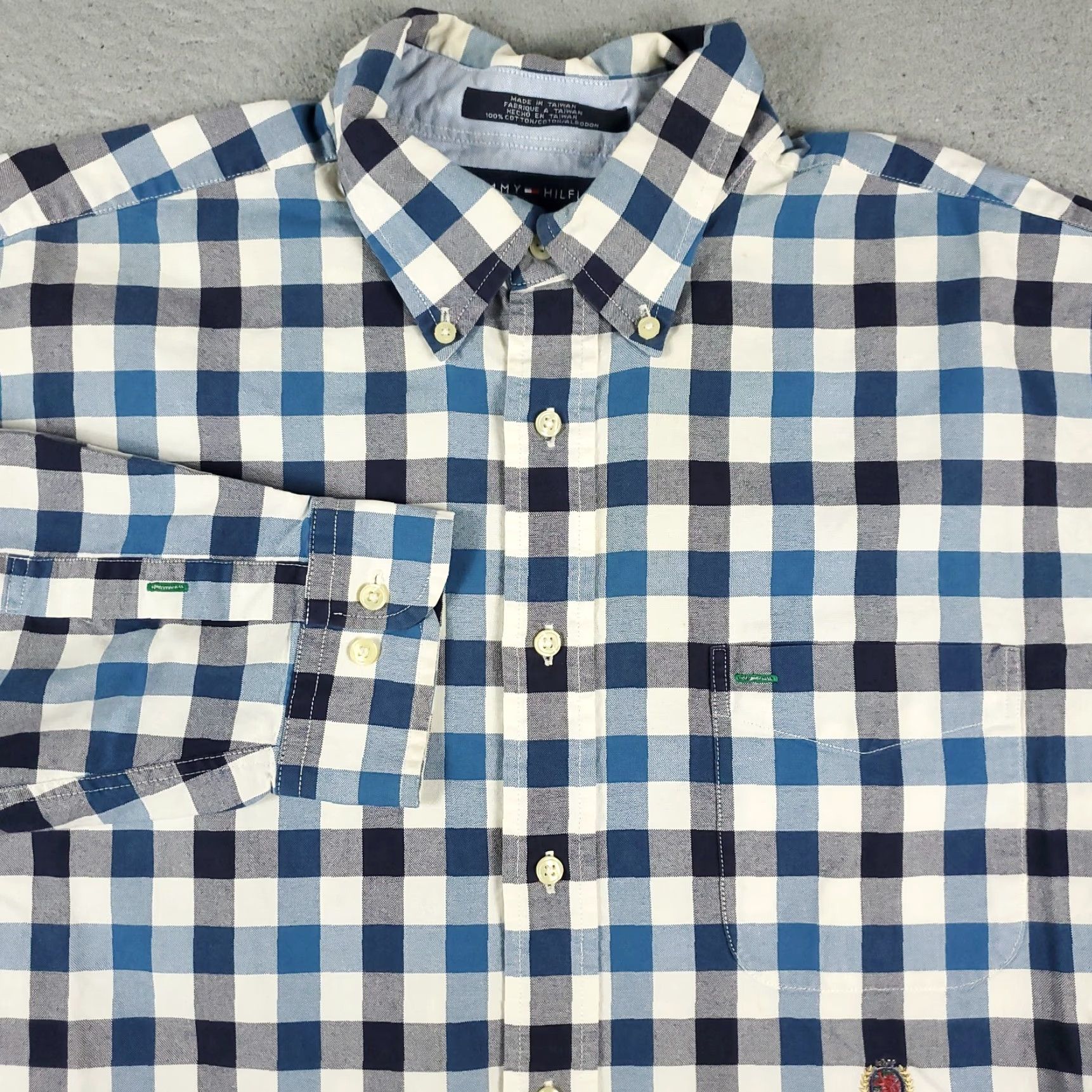 Tommy Hilfiger VINTAGE Tommy Hilfiger Shirt Mens XL Blue Check Casual Button Up Long Sleeve Size US XL / EU 56 / 4 - 2 Thumbnail