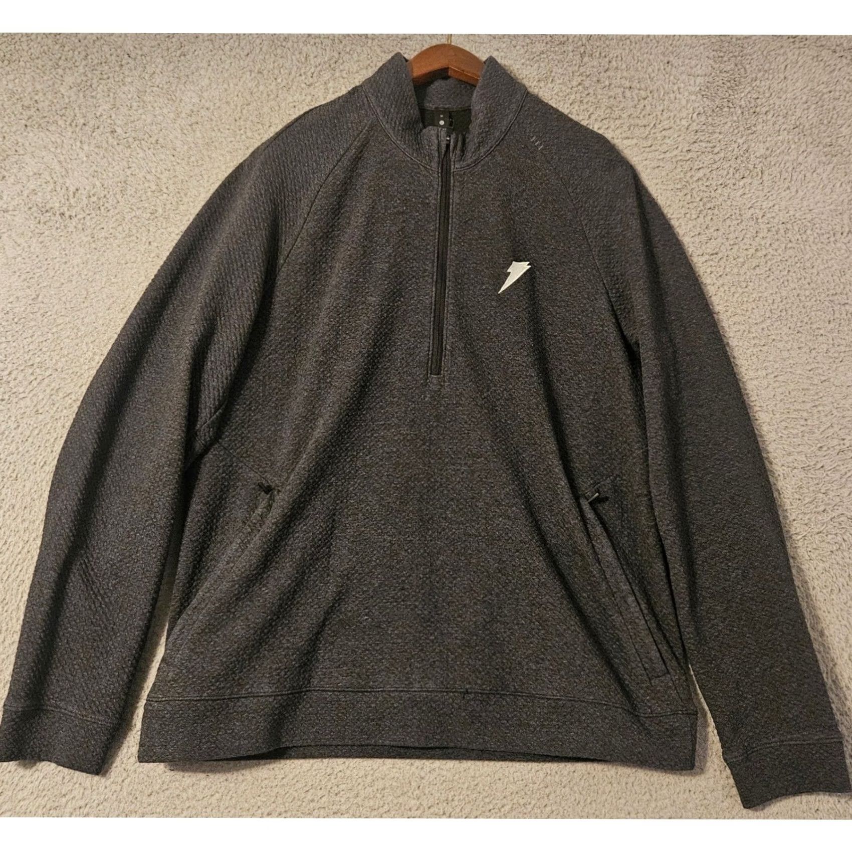Lululemon Lululemon Mens Medium Gray Textured Double-Knit Cotton Half Zip M3EOYS Size US M / EU 48-50 / 2 - 2 Thumbnail
