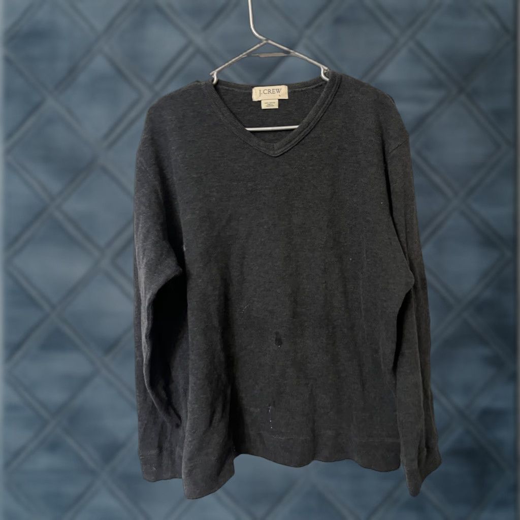 J.Crew VINTAGE J.CREW Sweater Mens Size Large Gray Cotton V Neck Pullover Knit Shirt Size US L / EU 52-54 / 3 - 1 Thumbnail