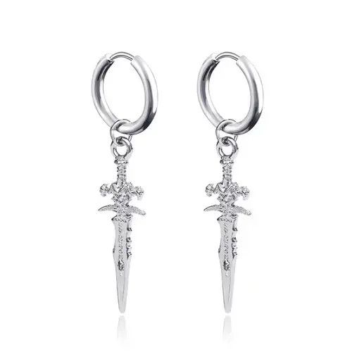 Other Titanium Steel Dagger Dangle Drop Earrings for Men Women Size ONE SIZE - 4 Thumbnail