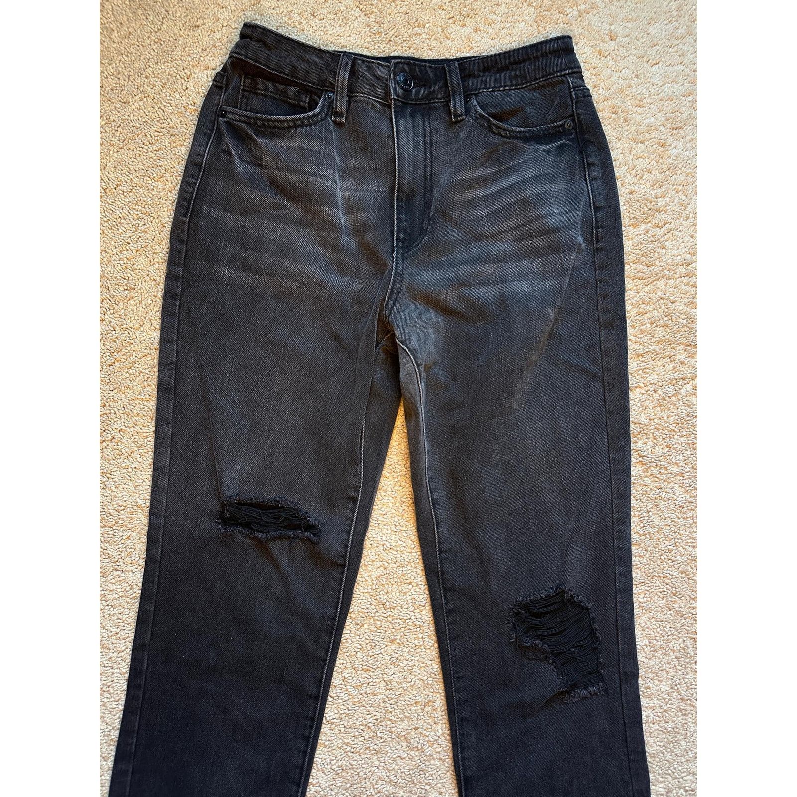 Other YMI Dream Denim Distressed Straight Jeans Black Women's 28 Size 28" / US 6 / IT 42 - 3 Thumbnail