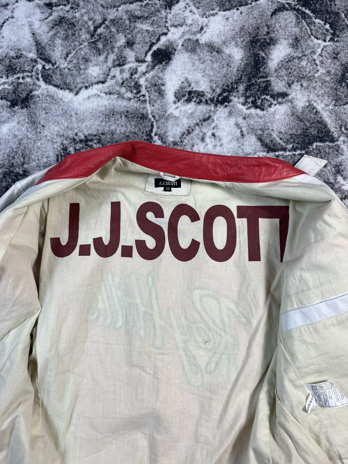 Leather J.J.Scott Leather Racing Jacket Red White Moto L Size US L / EU 52-54 / 3 - 13 Thumbnail