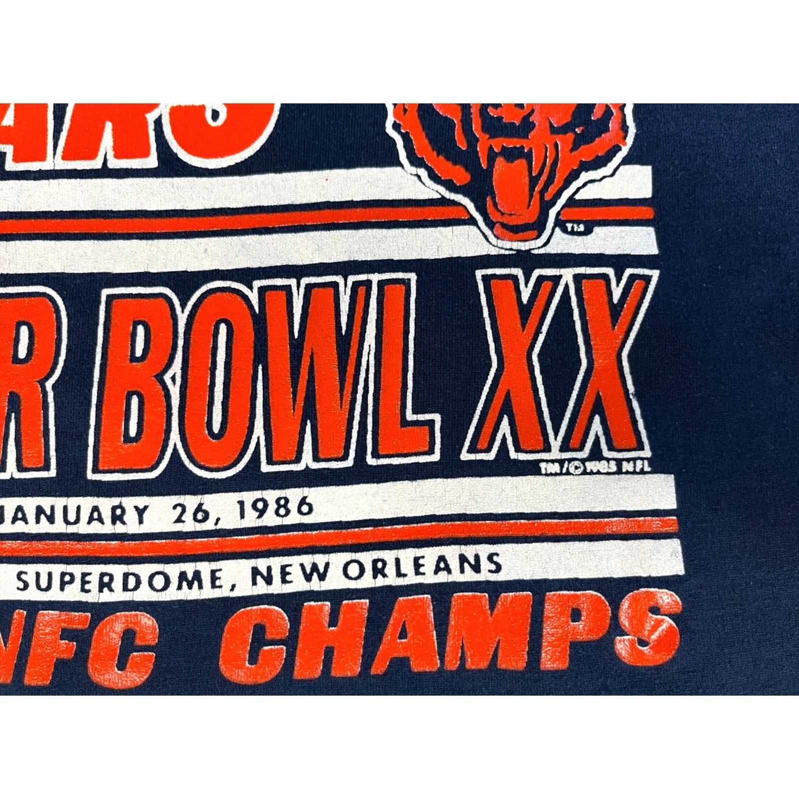 Vintage Vintage Chicago Bears Super Bowl XX NFC Champs T-Shirt M Size Blue 80s Mens Shirt Size US M / EU 48-50 / 2 - 5 Thumbnail