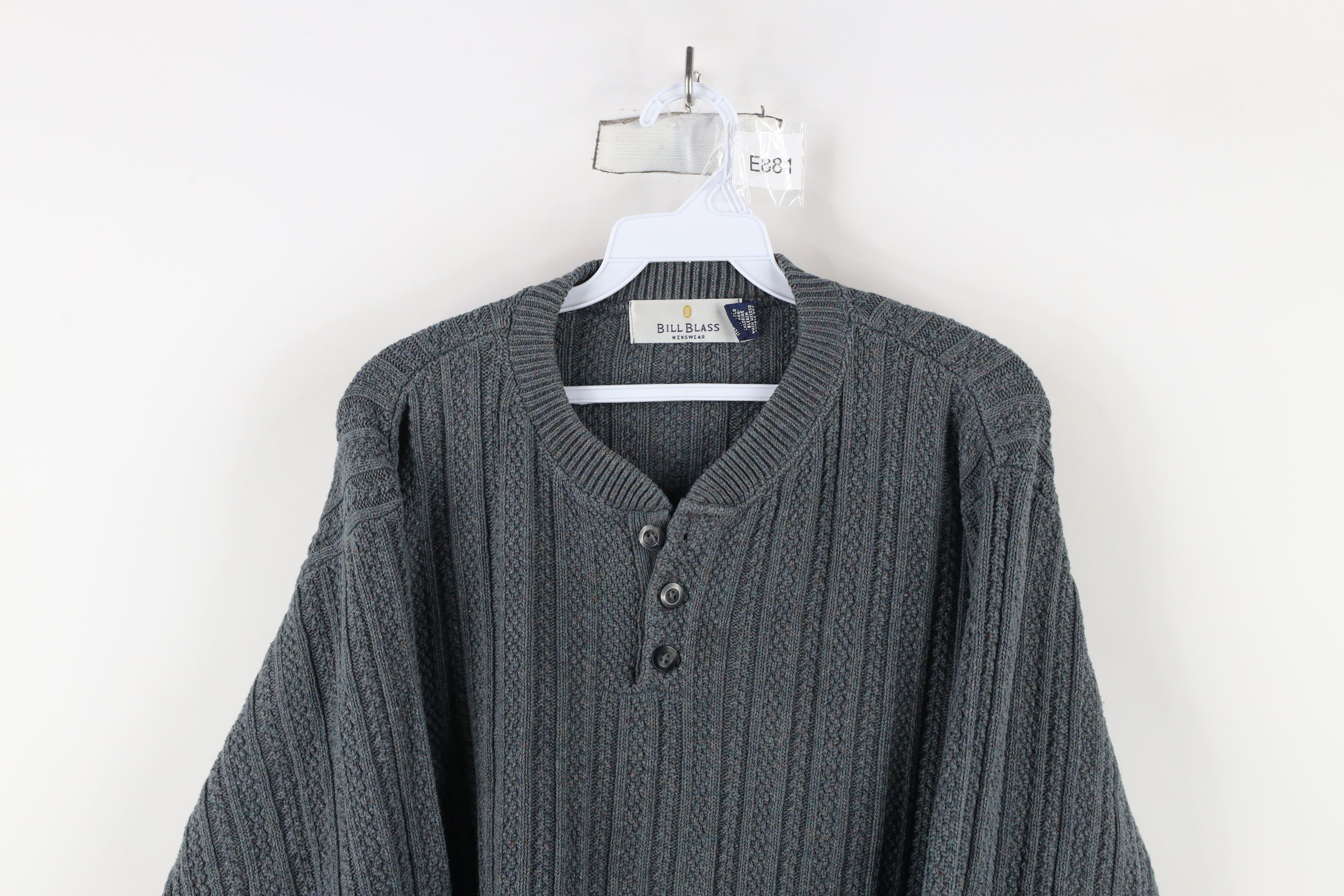 Vintage Vintage 90s Streetwear Fleck Ribbed Knit Henley Sweater USA Size US M / EU 48-50 / 2 - 2 Thumbnail