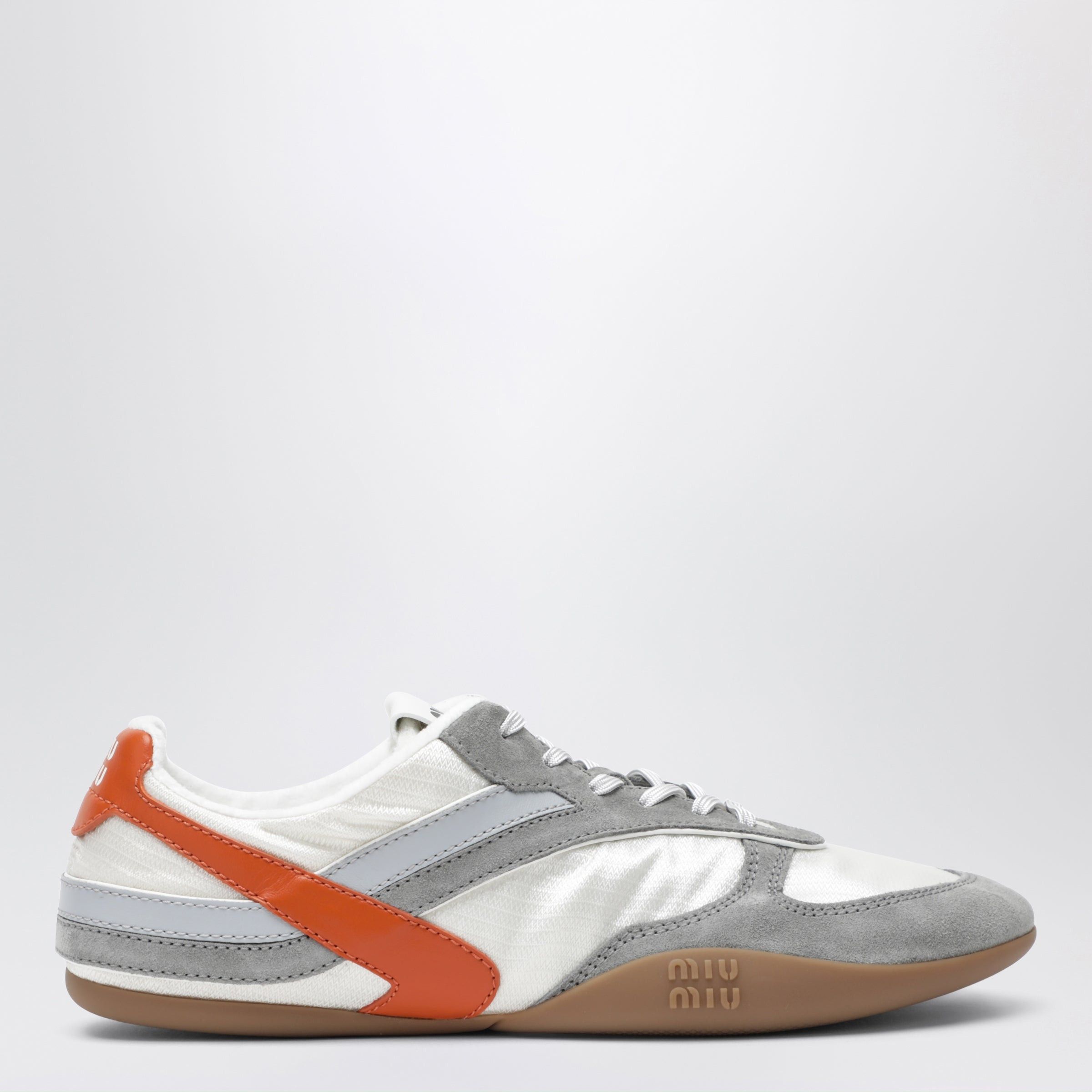 Miu Miu Miu Miu Gymnasium Sneakers In Talc/Papaya In Technical Fabric And Suede Size US 6.5 / IT 36.5 - 1 Thumbnail