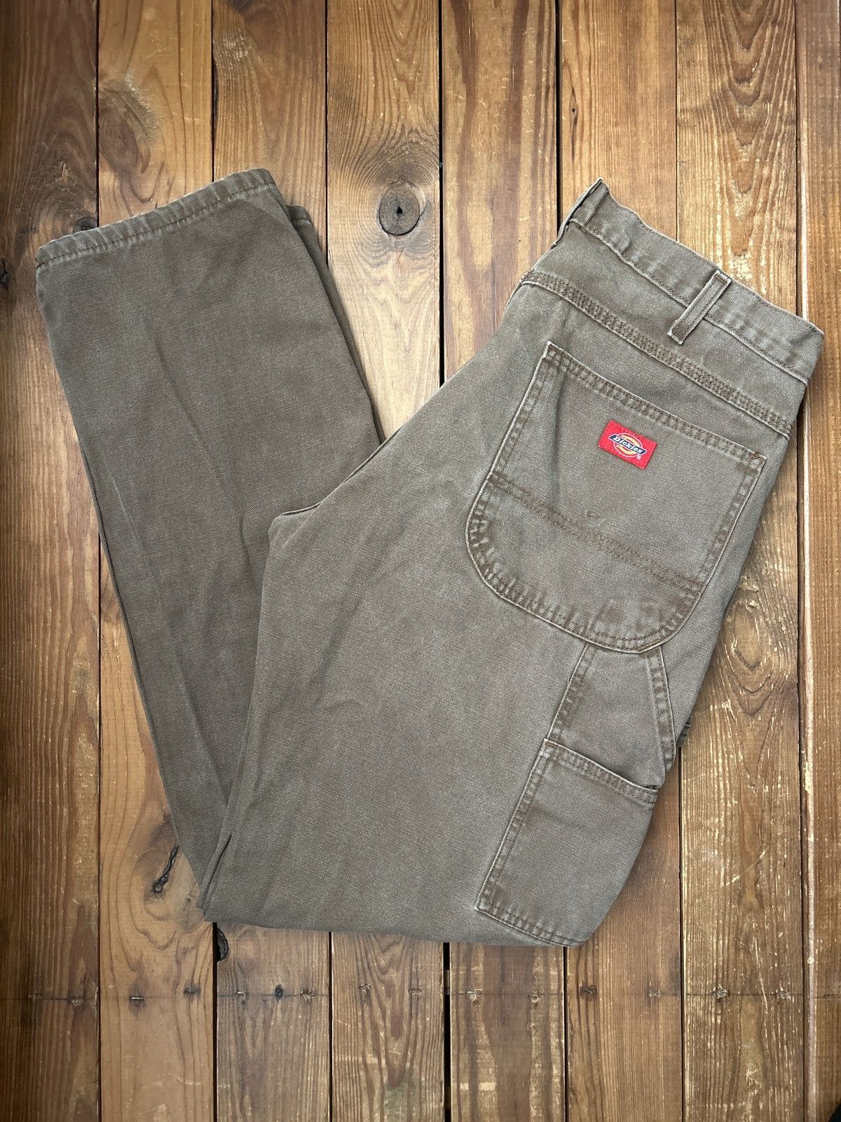 Dickies × Vintage Vintage 90s Dickies Brown Faded Carpenter Pants Size US 34 / EU 50 - 1 Thumbnail