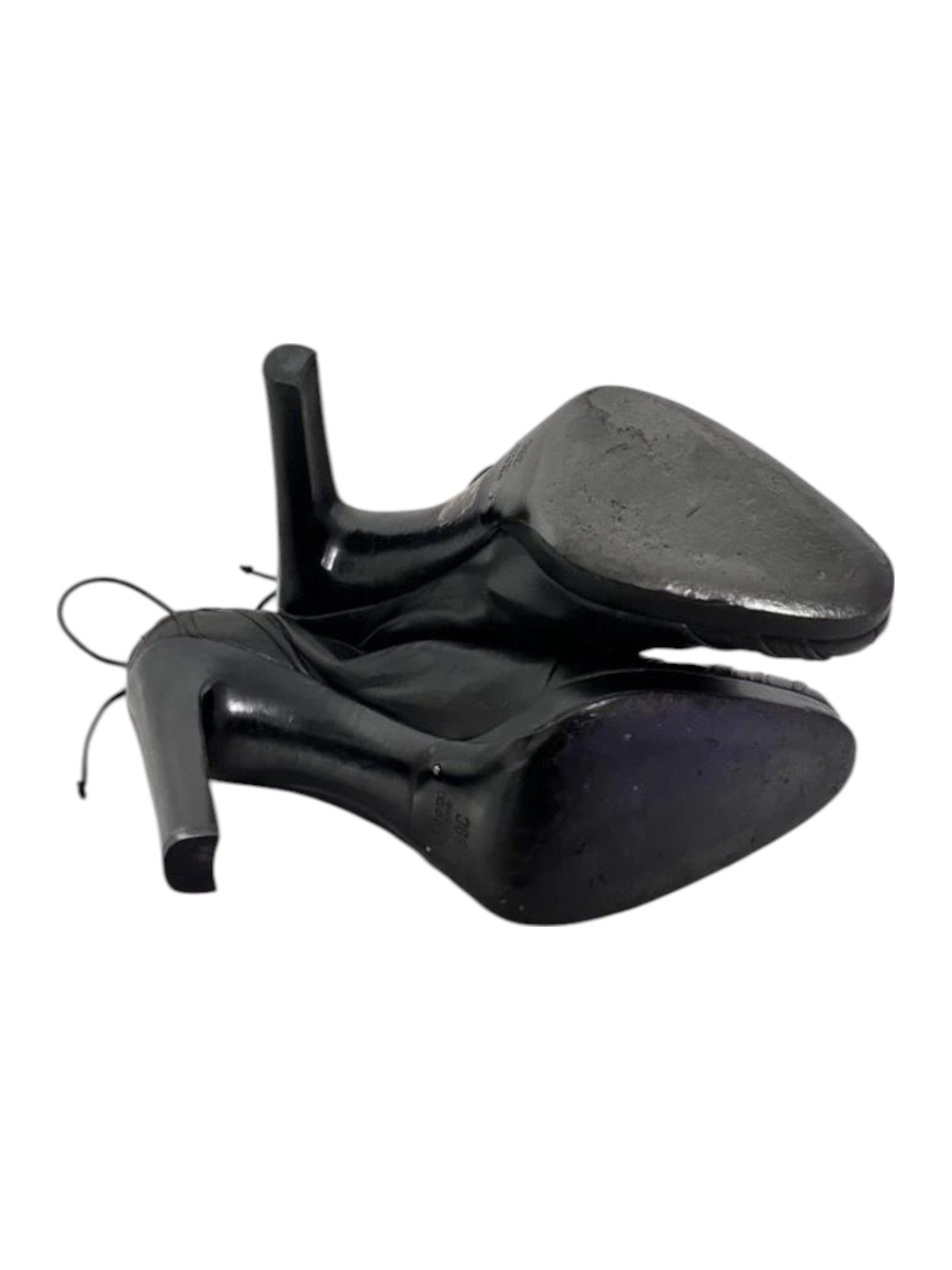 Gucci × Tom Ford 00s Gucci Black Leather Ruched Peep-Toe Heels Size US 9 / IT 39 - 5 Thumbnail
