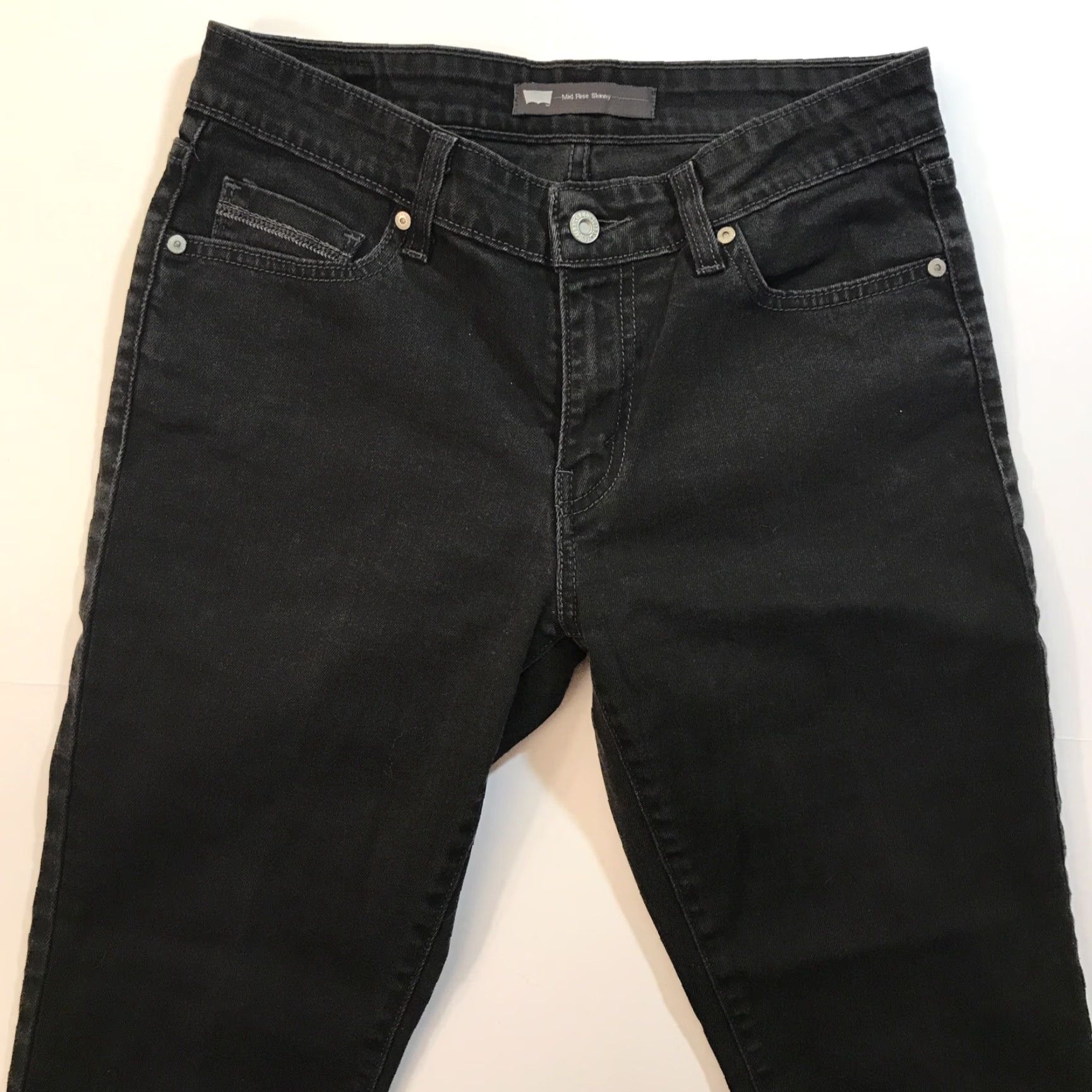 Denime Levis Womens Jeans Black Denim Dark Wash Mid Rise Skinny Leg Stretch Sz 29 x 30 Jegging 5-Pocket Design Size 29" - 3 Thumbnail