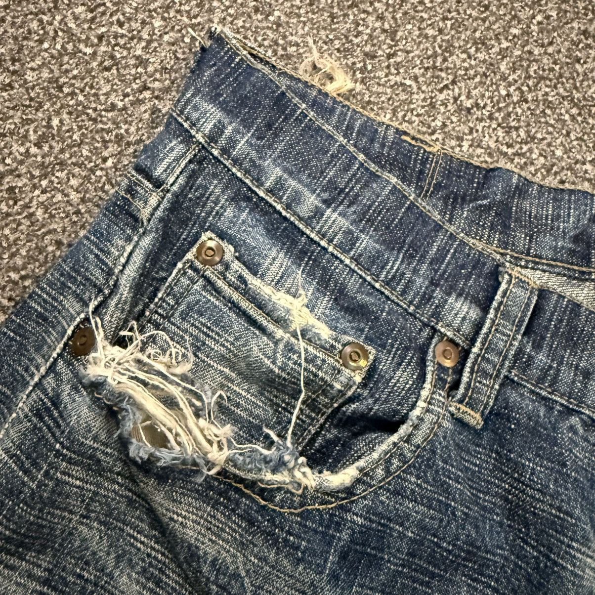 Indigo 🔥🇯🇵 Vintage 90s Crazy Distressed KU Handcraft Raw Denim Size US 31 - 13 Thumbnail
