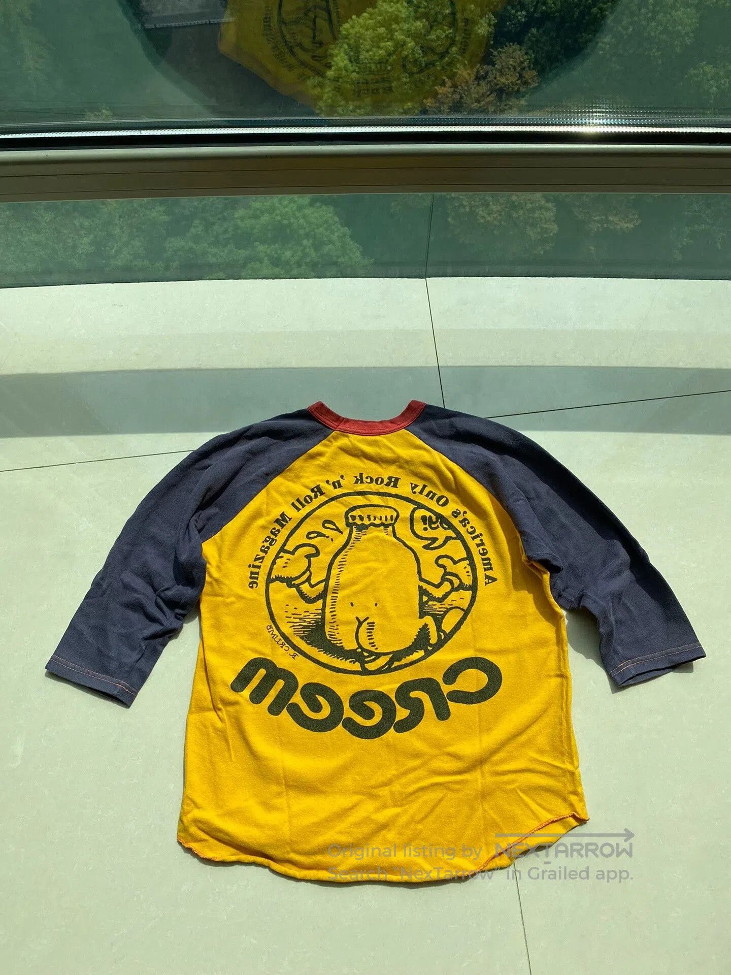 Freewheelers yellow blue graphic tee with 3/4 sleeves. Size US M / EU 48-50 / 2 - 2 Thumbnail