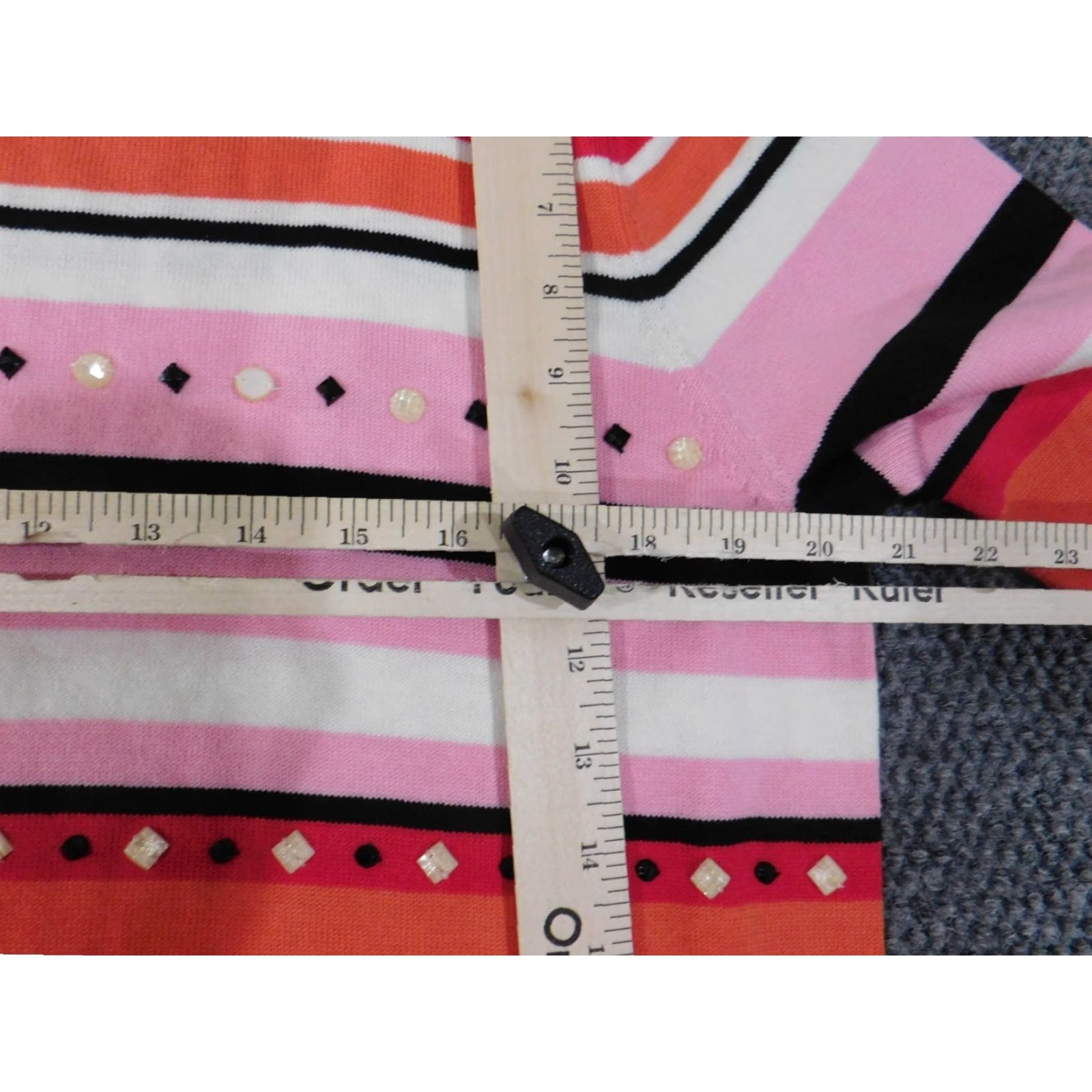 Vintage Alfred Dunner Sweater Pullover Knit Striped Medium Red Raglan Sleeve Cotton Acrylic Stretch Size M / US 6-8 / IT 42-44 - 6 Thumbnail