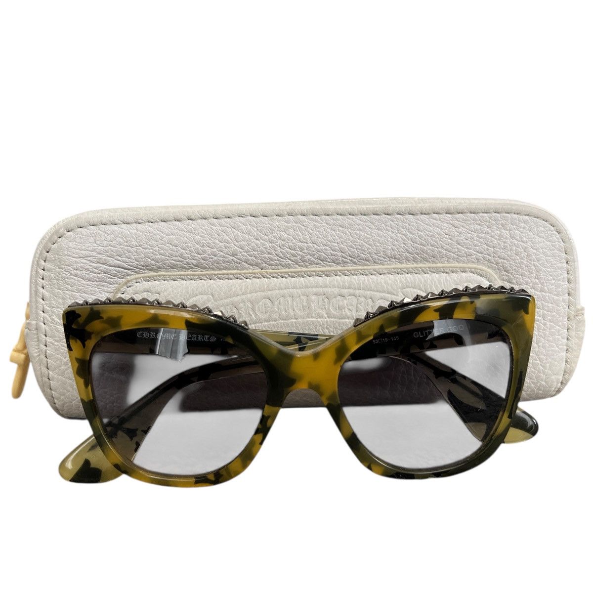 Chrome Hearts CHROME HEARTS "GLITTER GOO" Beige Cross Pattern Sunglasses Size ONE SIZE - 2 Thumbnail