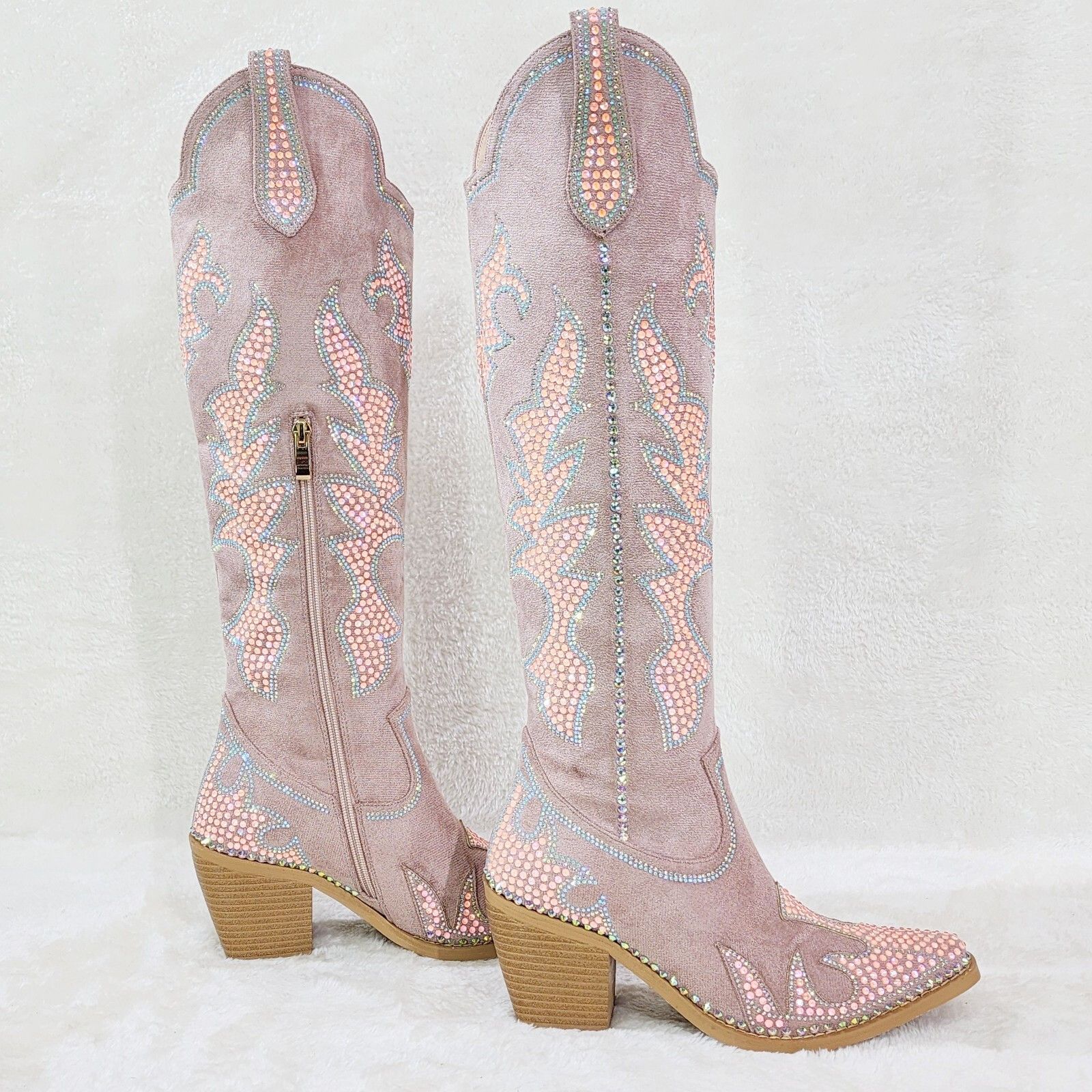 Other Sparks Country Western Cowgirl Knee Boots Dazzleing Iridesce Size US 11 / IT 41 - 4 Thumbnail