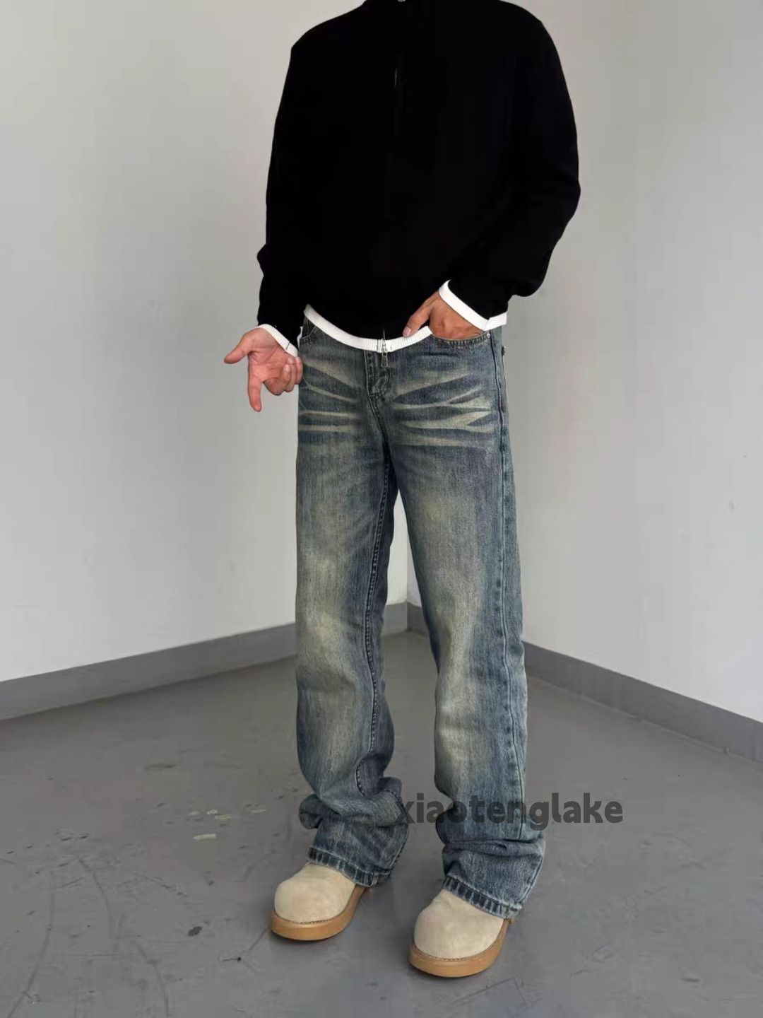 Jean Washed faded cleanfit yuppie y2k hiphop flared jeans Size US 32 / EU 48 - 3 Thumbnail