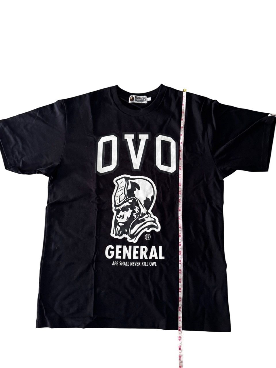 Bape × October's Very Own BAPE® X OVO BATHING APE GENERAL TEE BLACK Size US L / EU 52-54 / 3 - 9 Thumbnail