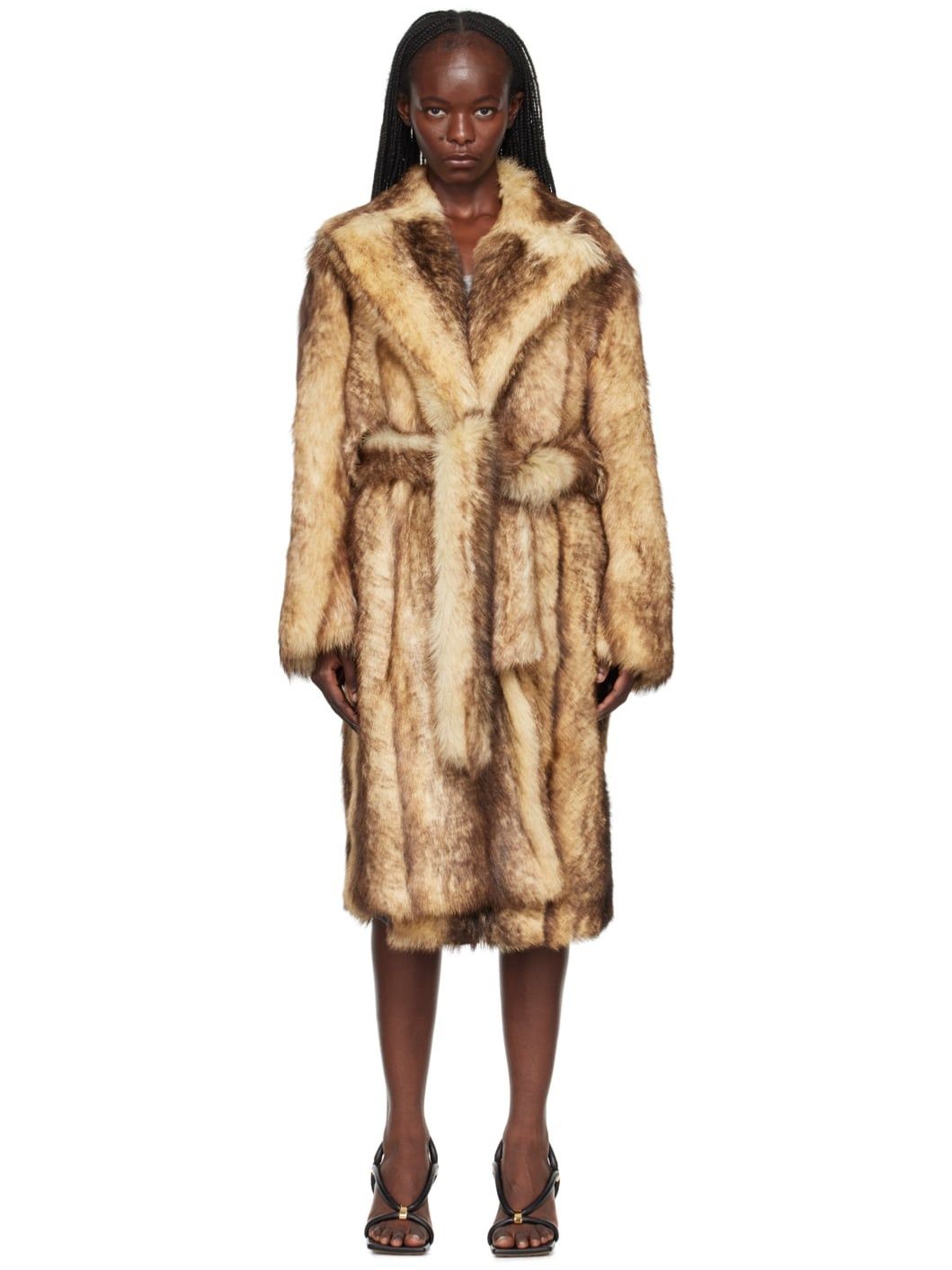 Bottega Veneta o1bcso1str0225 Relaxed Fit Printed Shearling Coat Beige Size S / US 4 / IT 40 - 1 Thumbnail