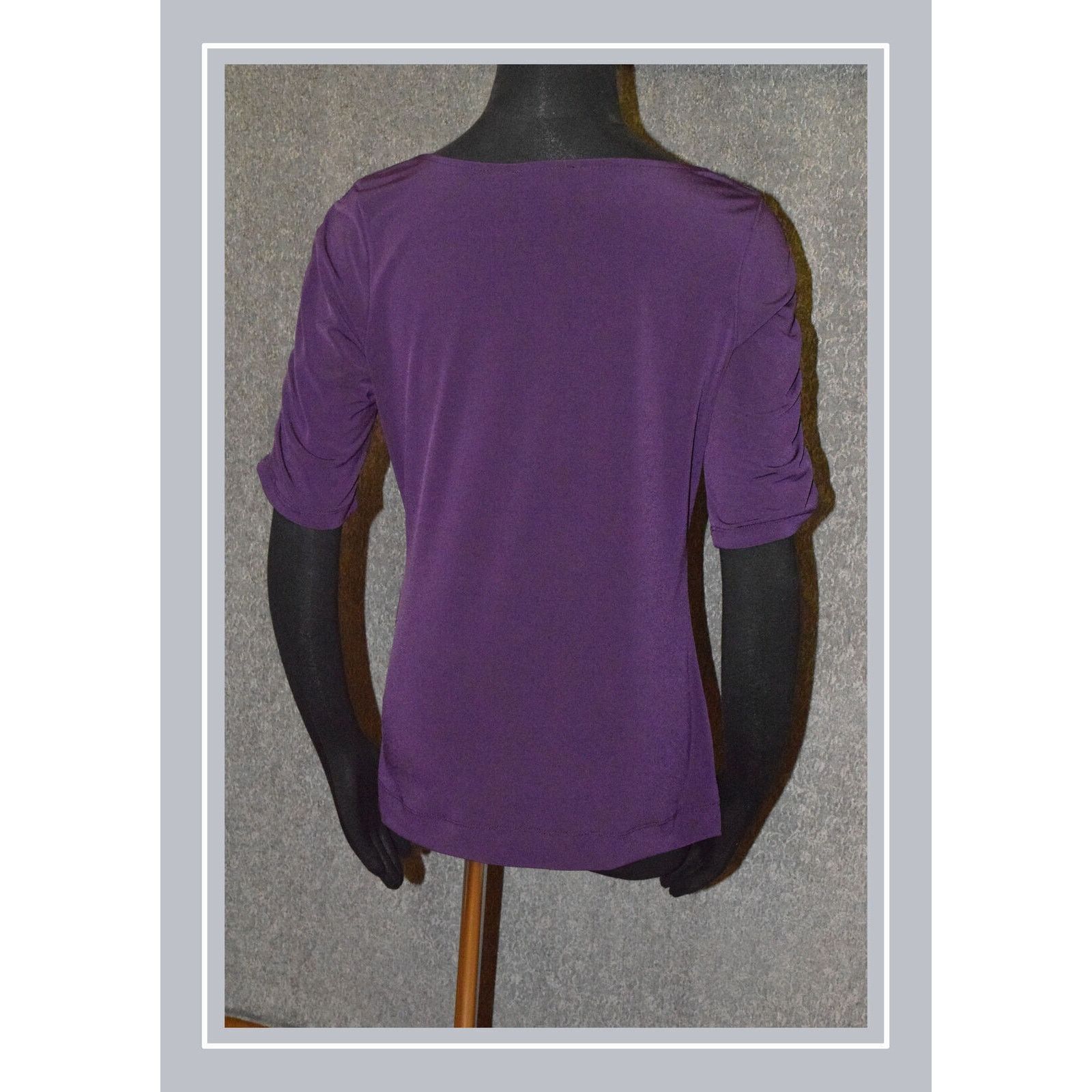 Vintage The Limited Purple Abstract Floral Print SS Blouse SZ M Size M / US 6-8 / IT 42-44 - 4 Thumbnail