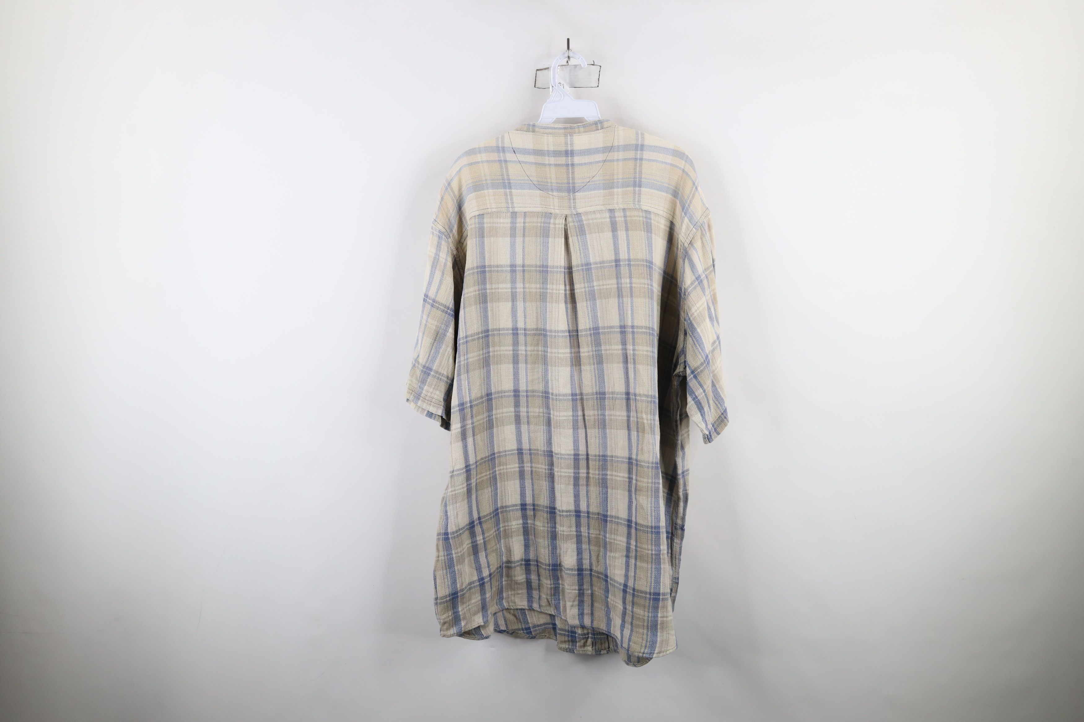 Vintage Vintage 90s Streetwear Cotton Knit Band Collar Button Shirt Size US XXL / EU 58 / 5 - 8 Thumbnail