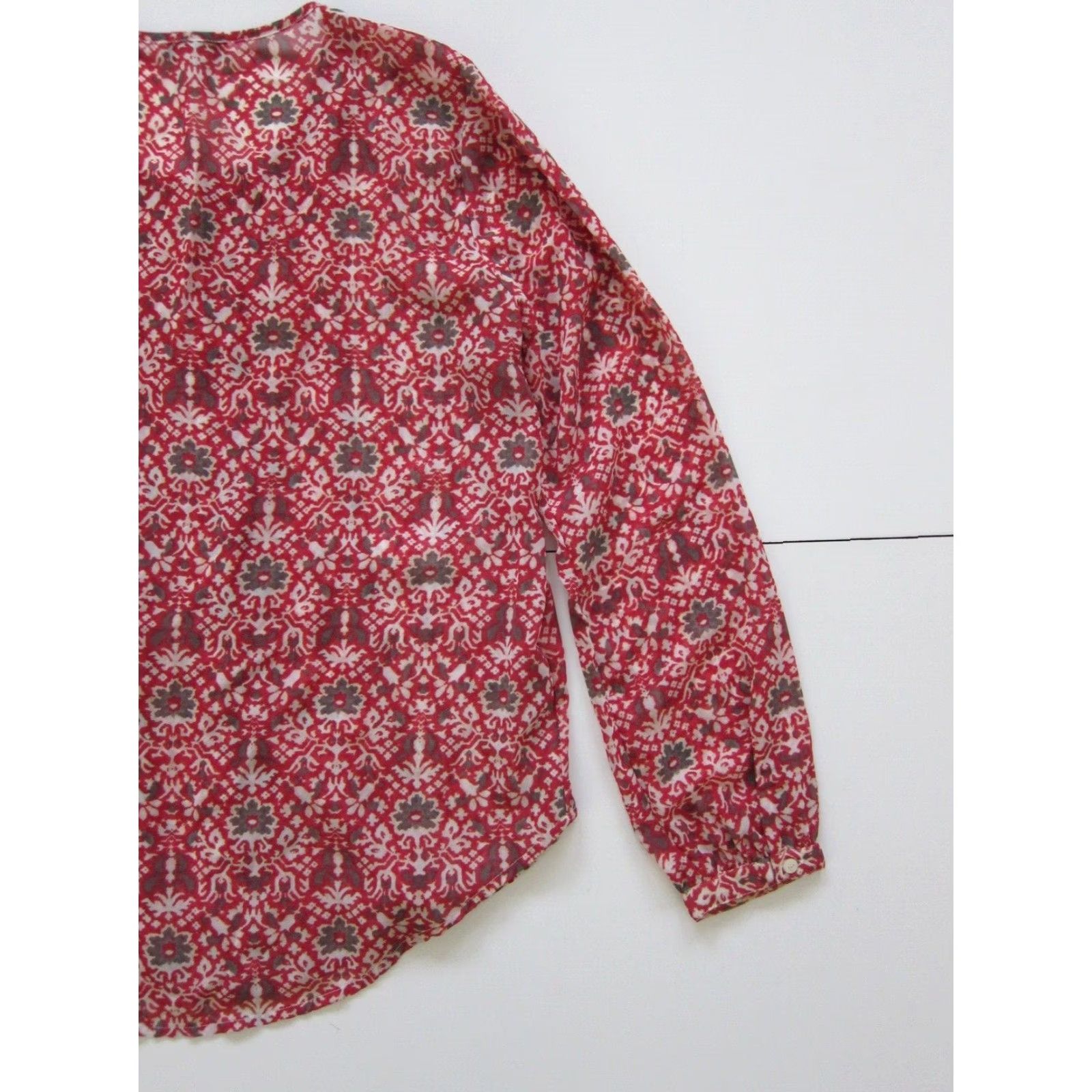 Lucky Brand Lucky Brand Red Embroidered Paisley Long Sleeve Button Down Blouse S Womens Size S / US 4 / IT 40 - 6 Thumbnail