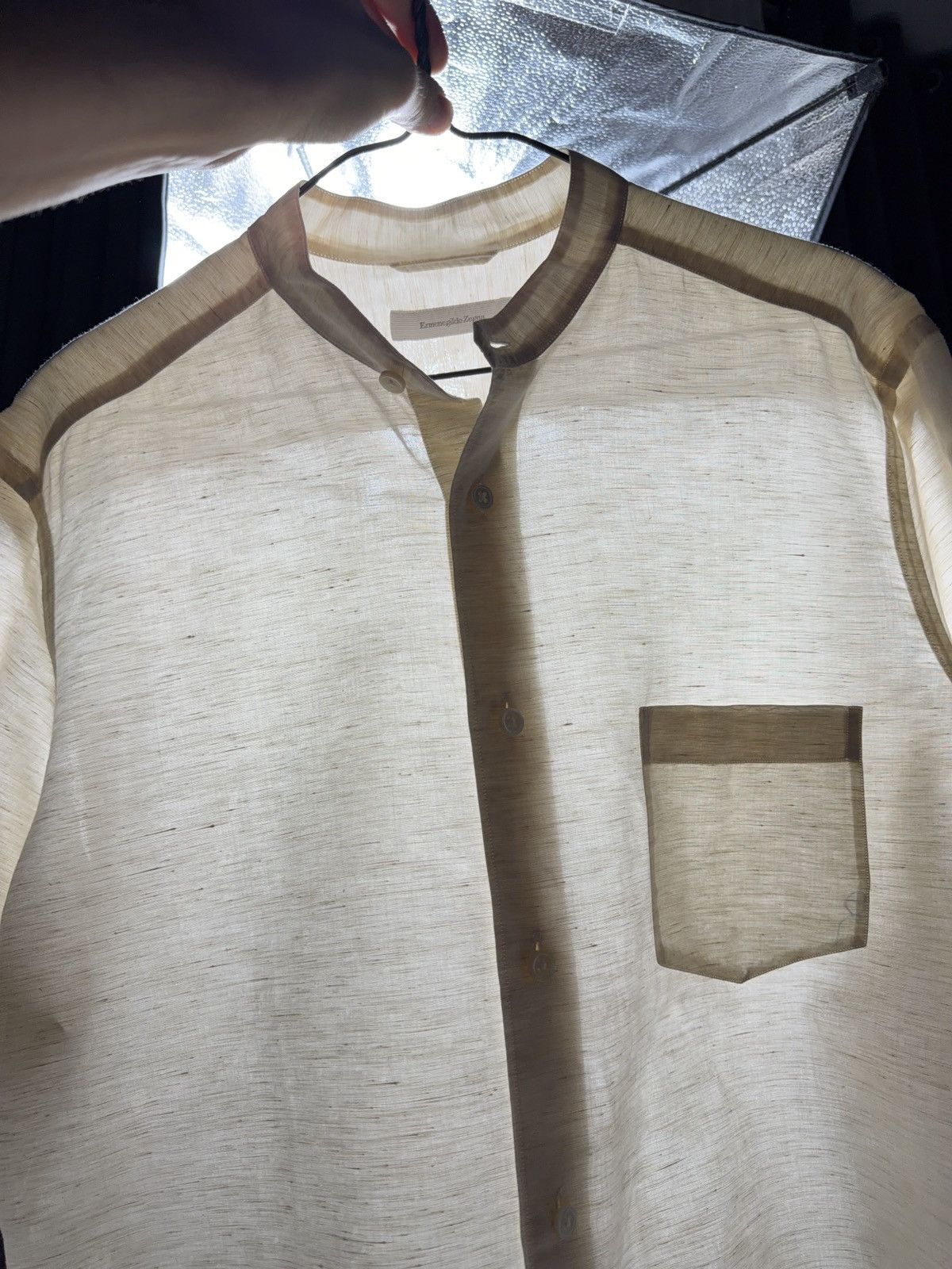 Ermenegildo Zegna Ermenegildo Zegna Linen Pocket Button Up Shirt Size US L / EU 52-54 / 3 - 2 Thumbnail