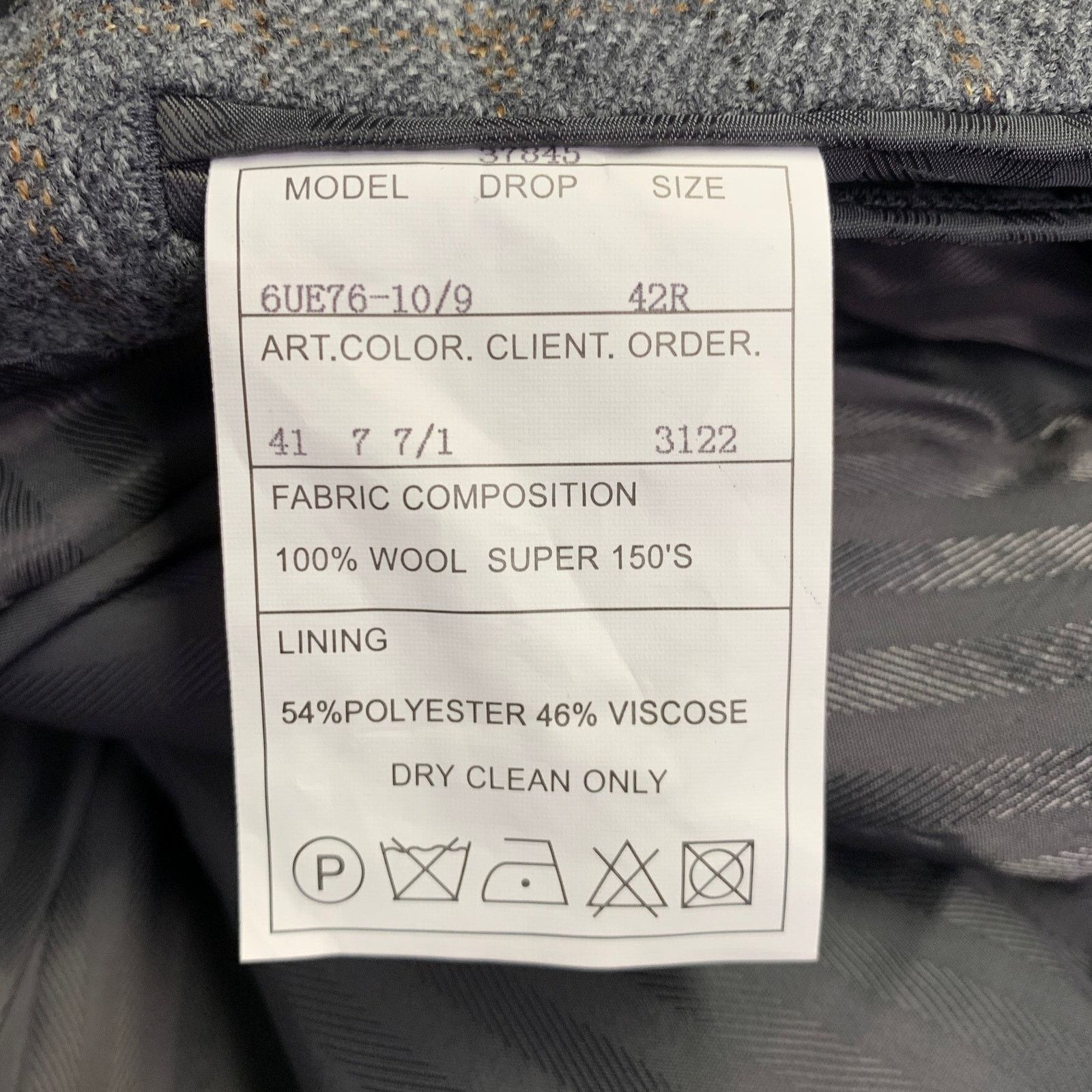 Other BARONI Size 42 Grey Plaid Wool Notch Lapel Sport Coat Size 42R - 9 Thumbnail