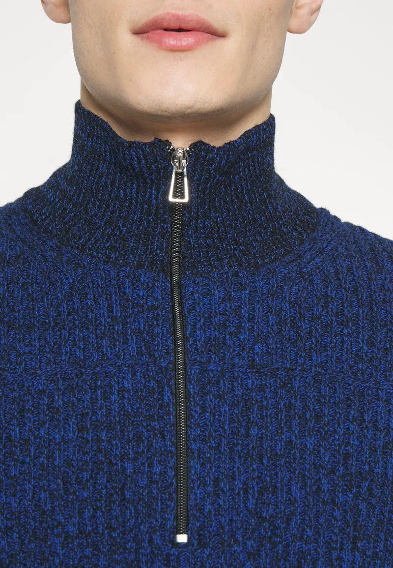 Paul Smith PS Paul Smith Wool Men's Navy Blue Quarter-Zip Knit Sweater Size US L / EU 52-54 / 3 - 3 Thumbnail