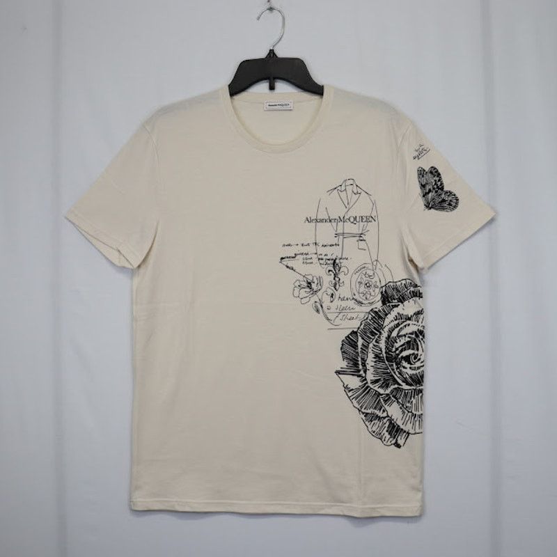 Alexander McQueen o1rshd1 / T-shirt in Beige Size US S / EU 44-46 / 1 - 1 Thumbnail
