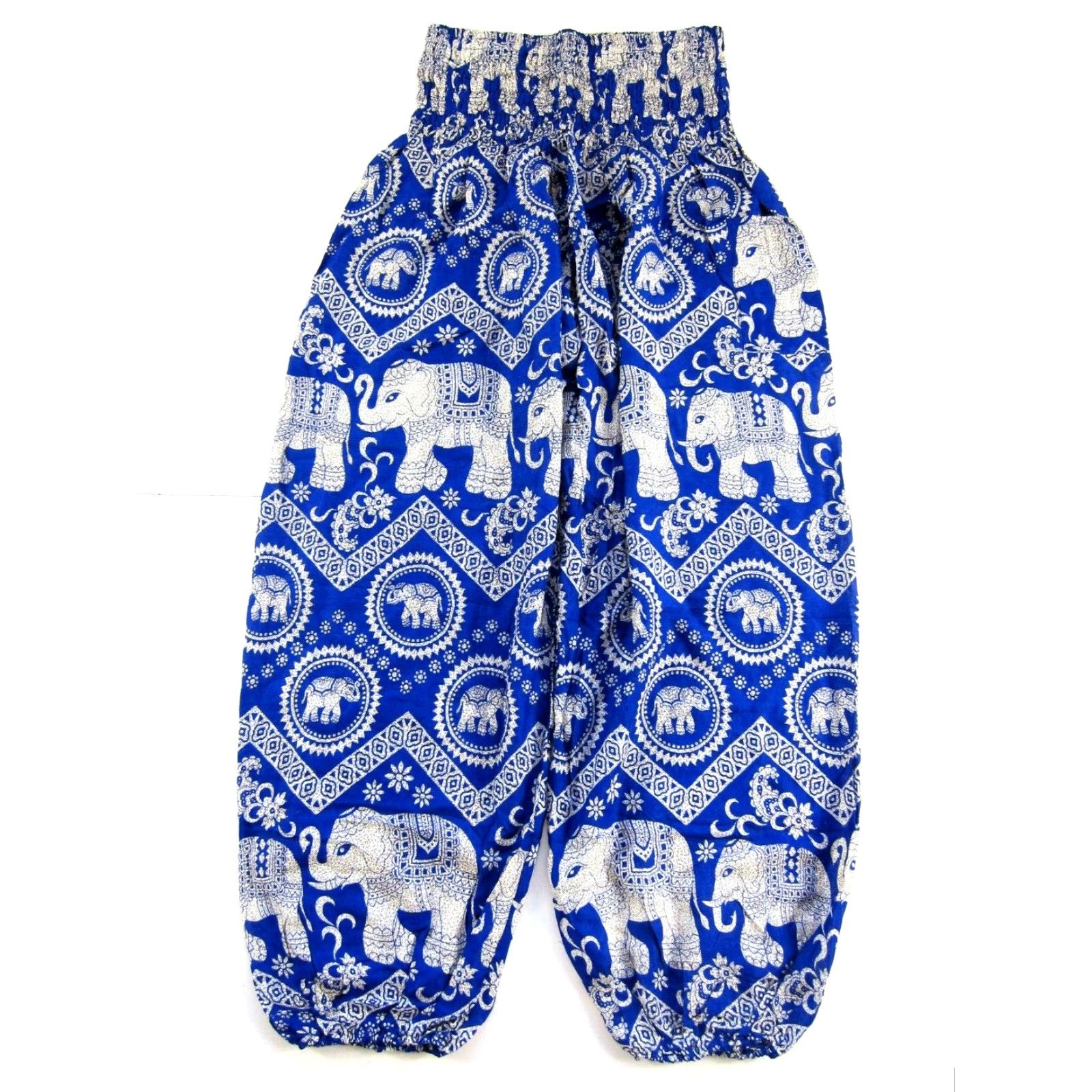 Vintage Vintage Thailand Rayon Blue White Elephant Floral Pocket Wide Leg Jogger Pant M Size 32" / US 10 / IT 46 - 2 Thumbnail