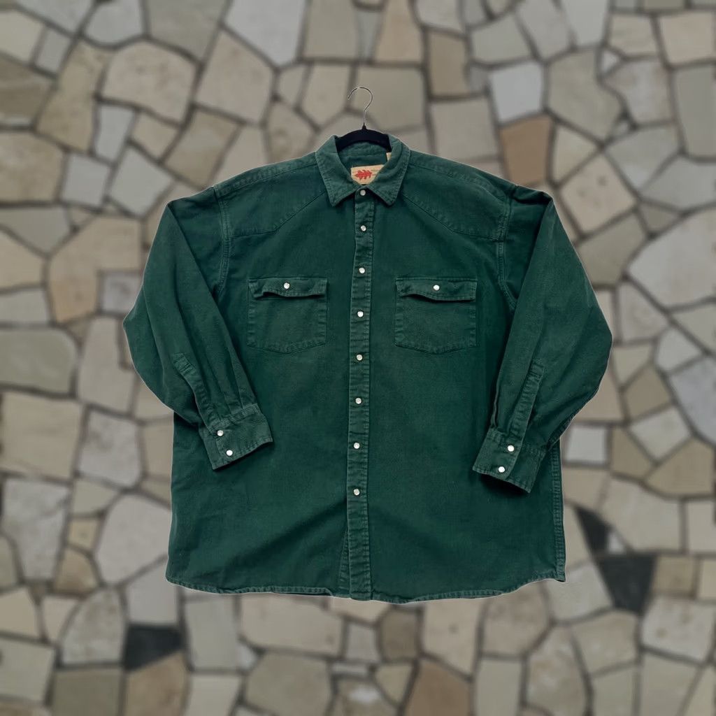 Vintage VINTAGE Field & Forest Western Shirt Button-Up 2XLT Mens Long Sleeve Cotton Green Buttton-Up Shirt? Size US XXL / EU 58 / 5 - 1 Thumbnail