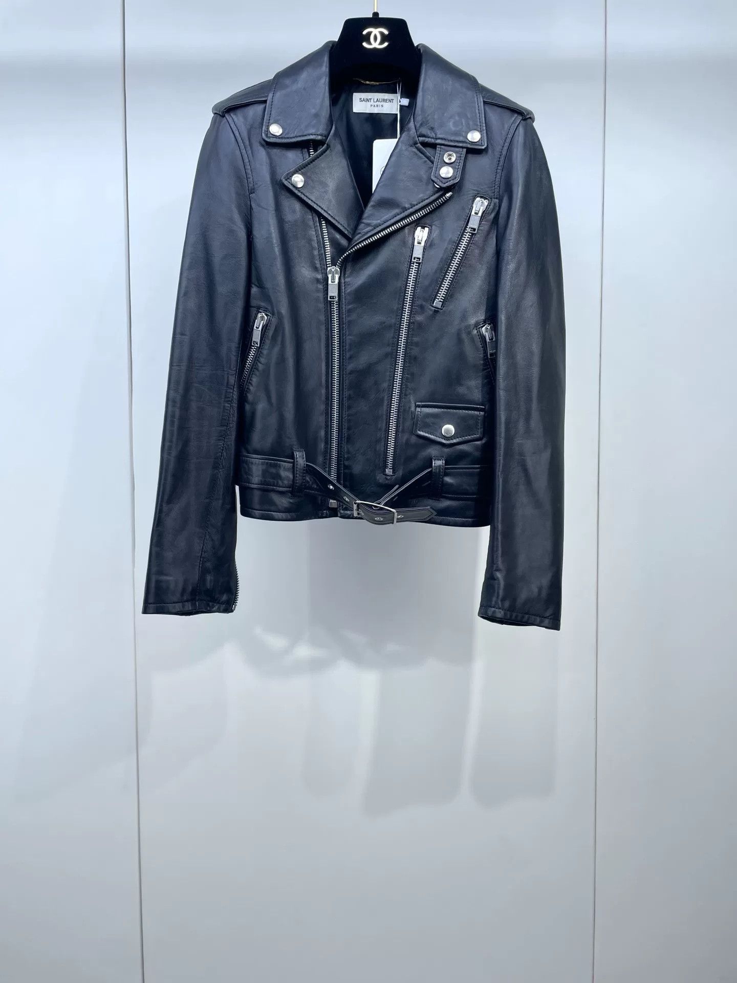 Saint Laurent Paris YSL Saint Laurent Black Biker Jacket Size XS / US 0-2 / IT 36-38 - 1 Thumbnail