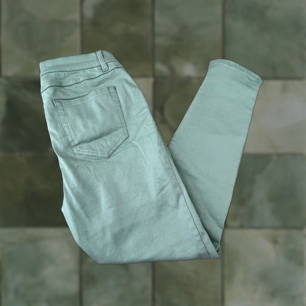 Vintage Lisa Rinna Womens Green Skinny Jeans 6 Mid Rise Stretch Denim Size 28" / US 6 / IT 42 - 1 Thumbnail