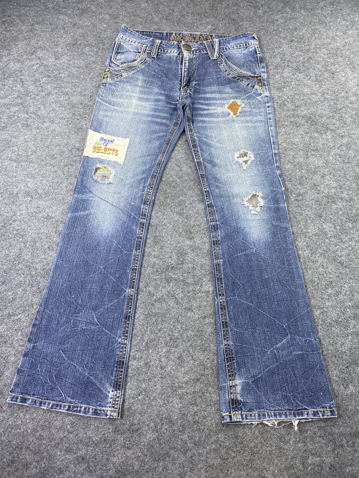 Japanese Brand × Jean Japanese Brand Distress Blue Wash Flare Jeans - J979 Size US 33 - 2 Thumbnail