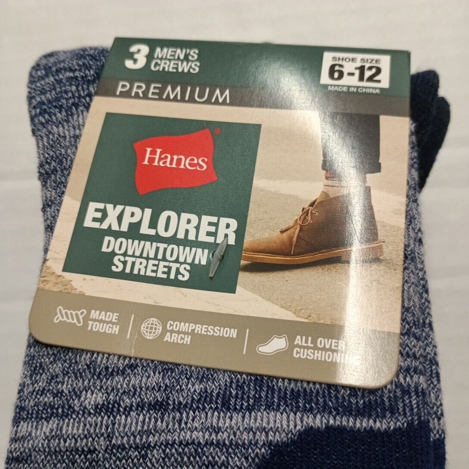 Hanes Hanes Men's Crew Socks, All-Over Cushioning, 3-Pair Pk Size ONE SIZE - 2 Thumbnail