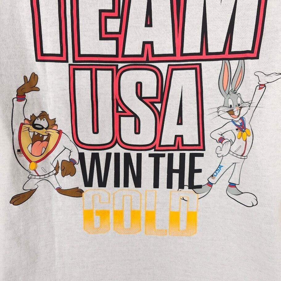 Warner Bros Looney Tunes Olympics T Shirt Mens Size Medium White Team US Size US M / EU 48-50 / 2 - 6 Thumbnail