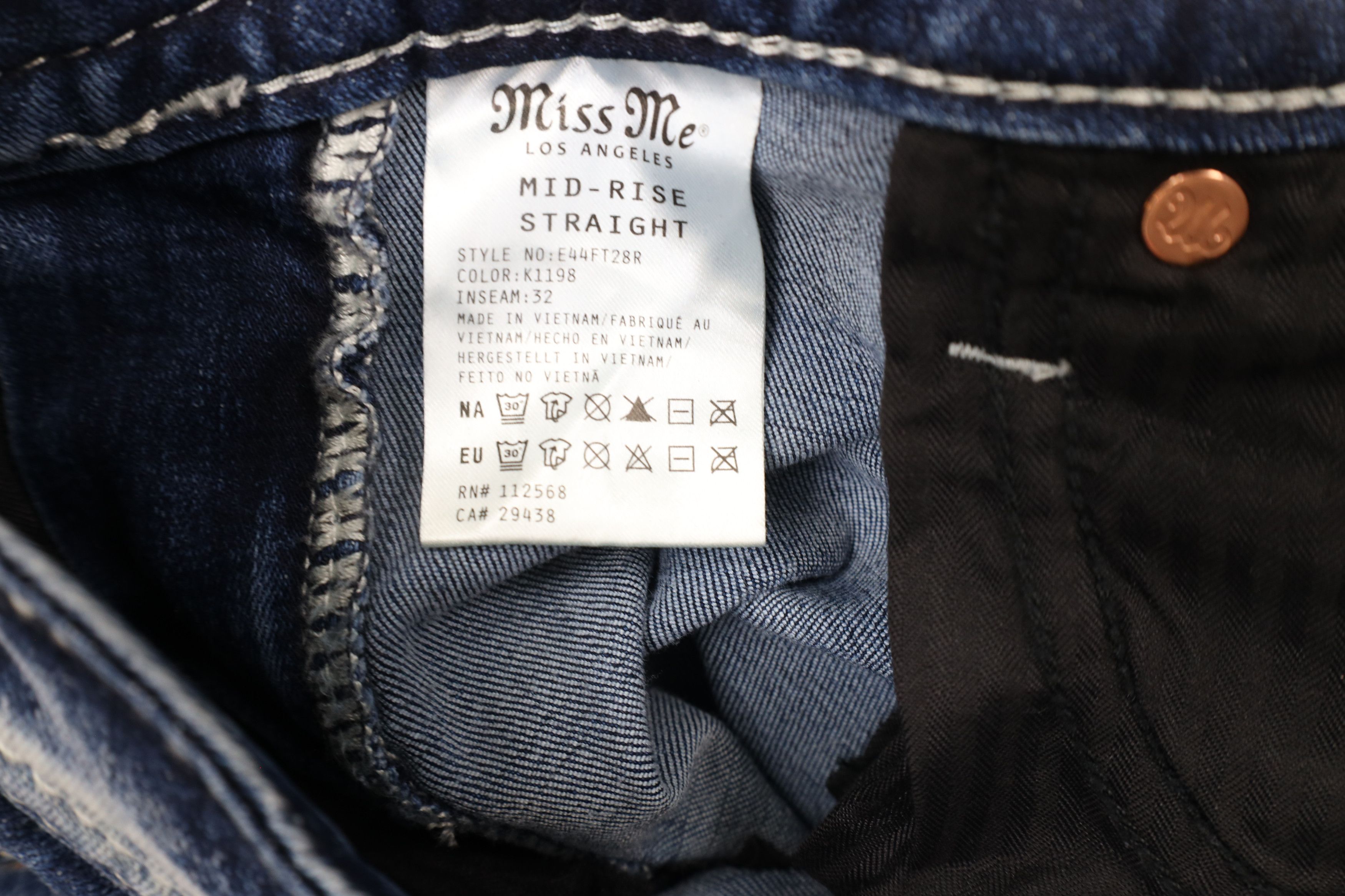 Miss Me × Vintage Miss Me Jeweled Sequin Mid Rise Straight Leg Denim Jeans Size 28" / US 6 / IT 42 - 7 Thumbnail