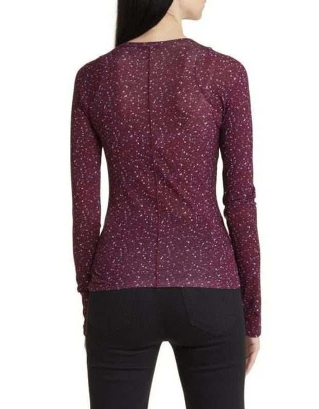 Rag & Bone Rag & Bone Red Shaw Houndstooth Cotton Top Burgundy ( L ) Size L / US 10 / IT 46 - 2 Thumbnail