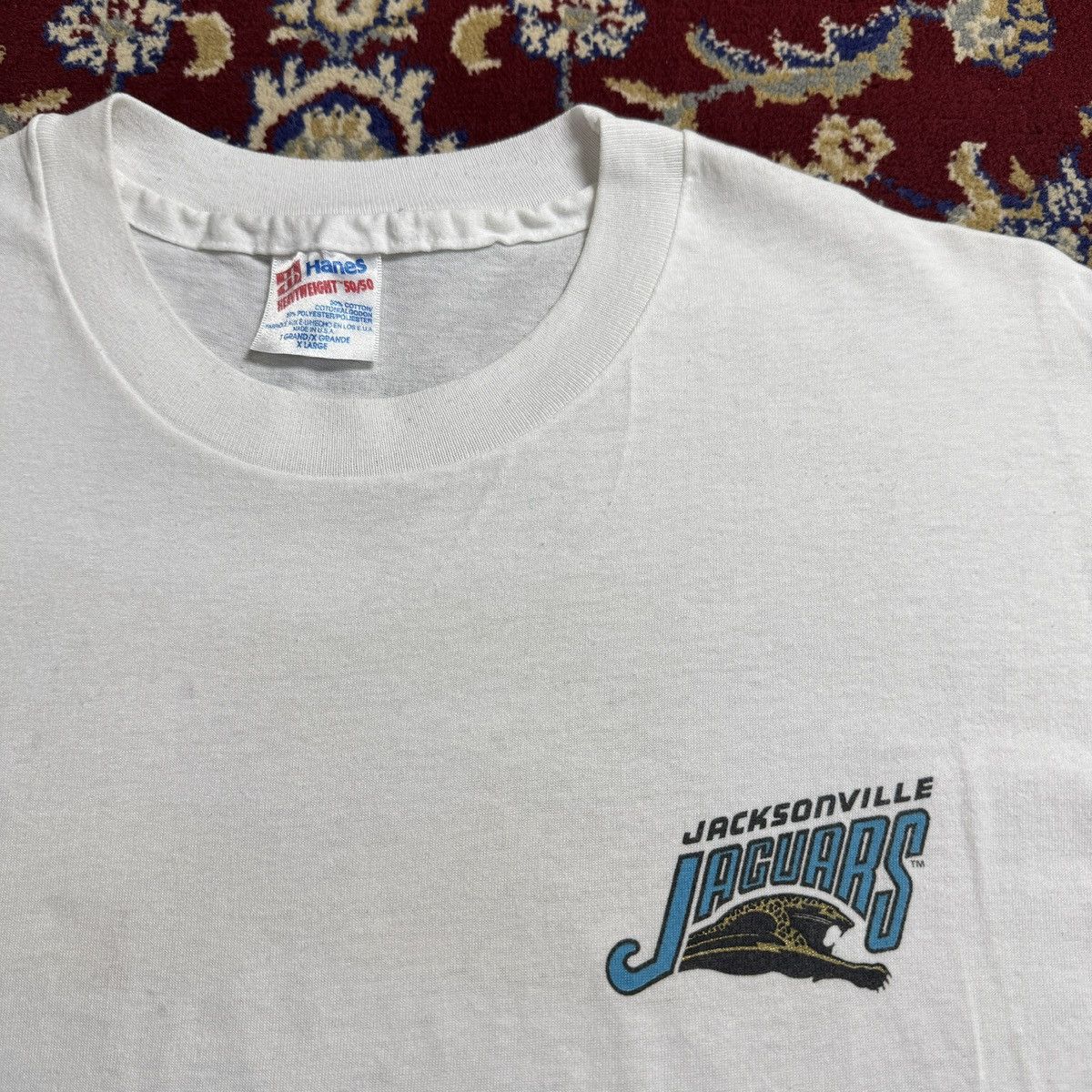 NFL Vintage 90s Jacksonville Jaguars Fang Club Football NFL tee Size US XL / EU 56 / 4 - 2 Thumbnail