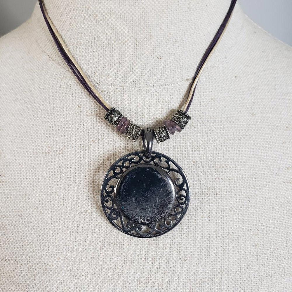 Designer Kenneth Cole Green & Gunmetal Leather Cord Necklace 18" Size ONE SIZE - 6 Thumbnail
