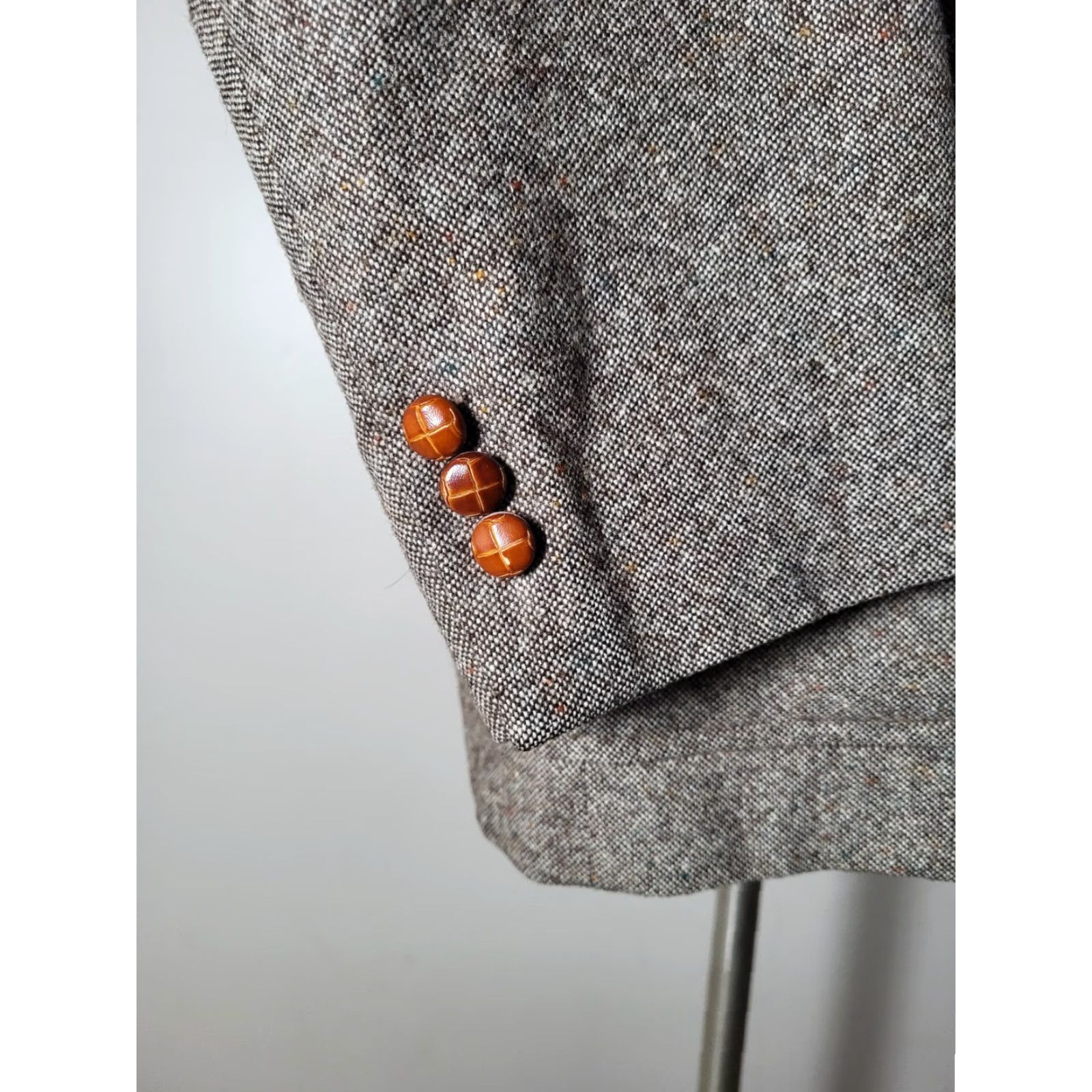 Vintage VINTAGE Unbranded 2 Piece Wool Tweed Suit Brown Check Long 46L Mens Size 46R - 5 Thumbnail