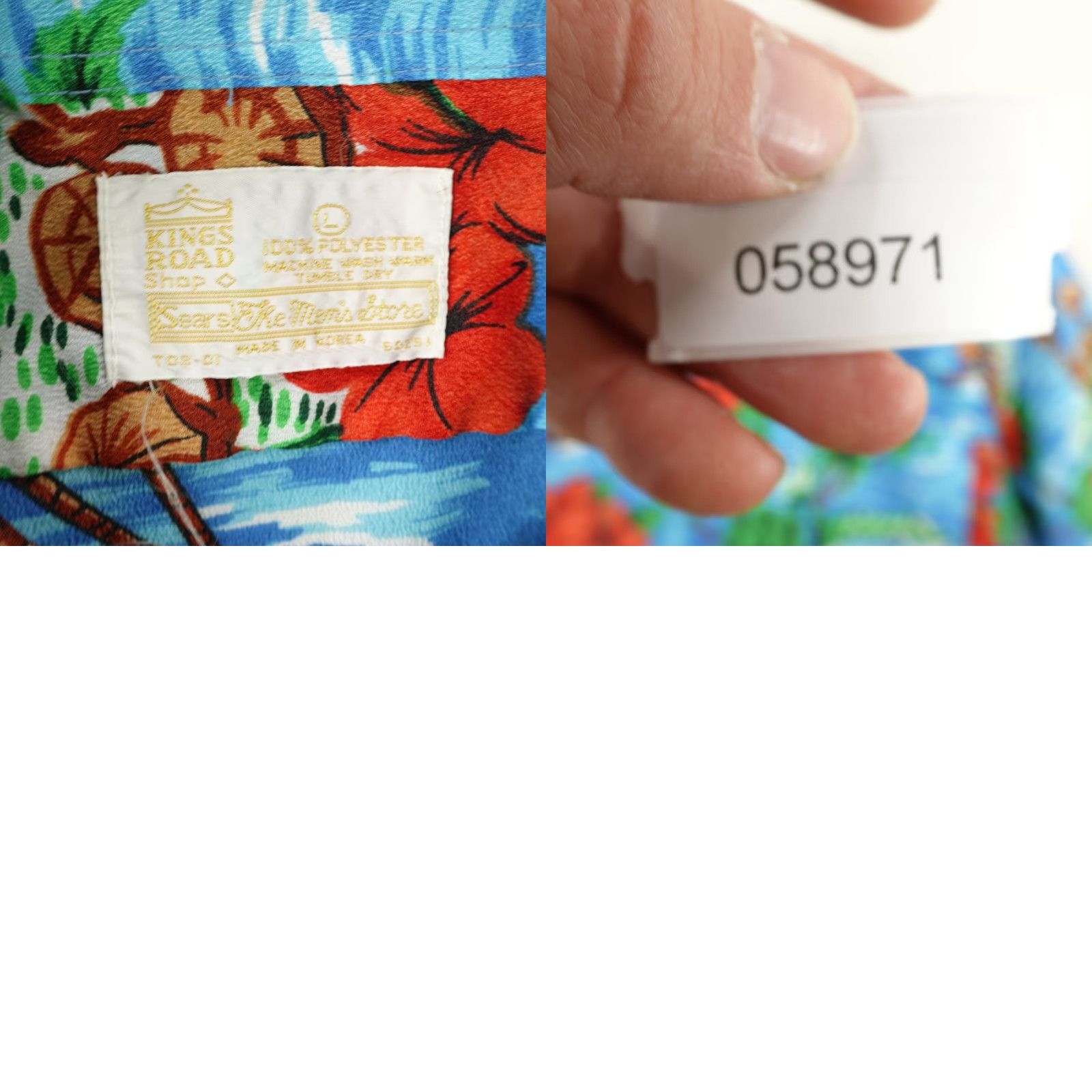 Sears VINTAGE Kings Road Sears Shirt Mens L Blue Hawaiian Floral Button-Up 70s Beach Tahiti? Size US L / EU 52-54 / 3 - 8 Thumbnail