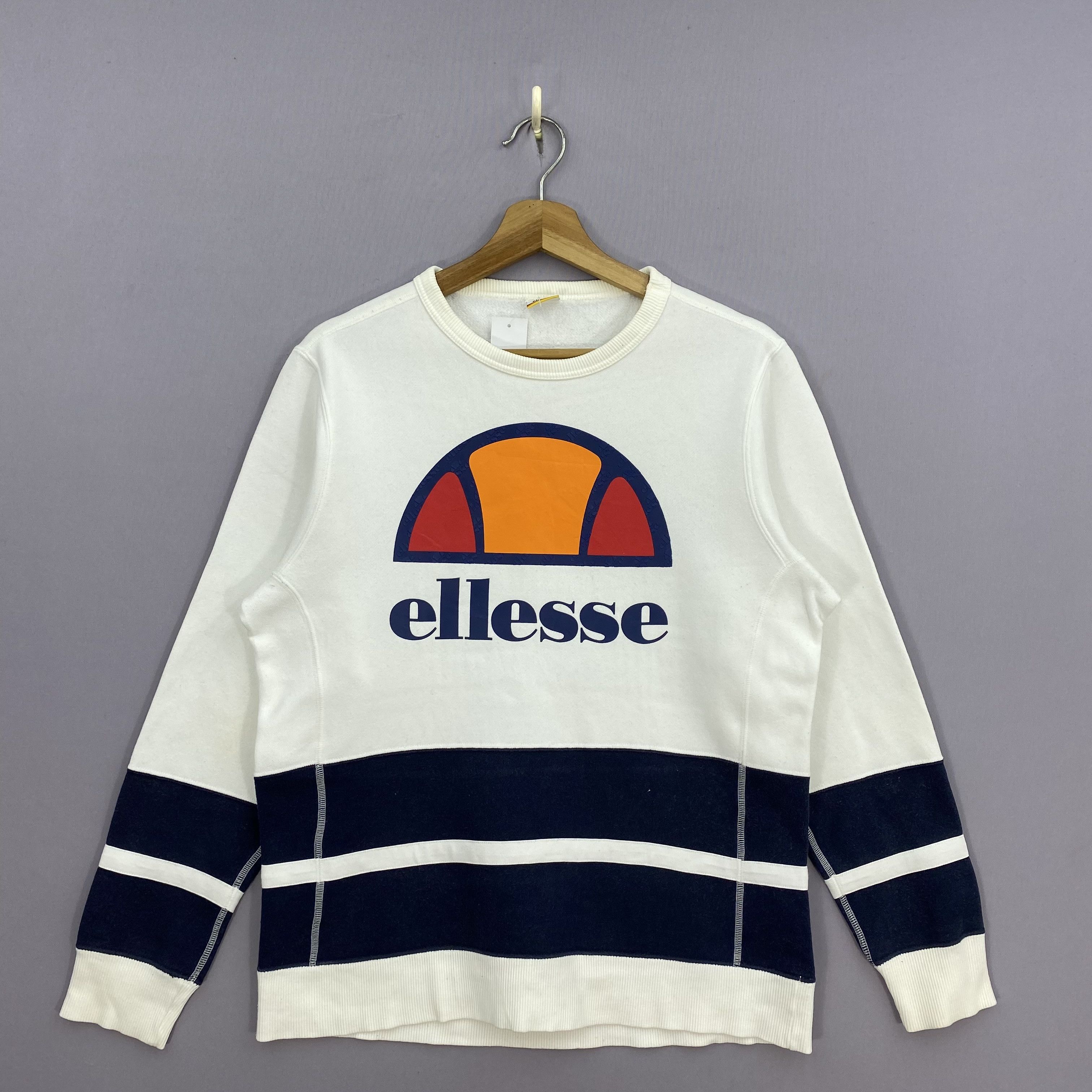 Ellesse Vintage 90s Ellesse Striped Sweater Spellout Logo Jumper Size S / US 4 / IT 40 - 2 Thumbnail