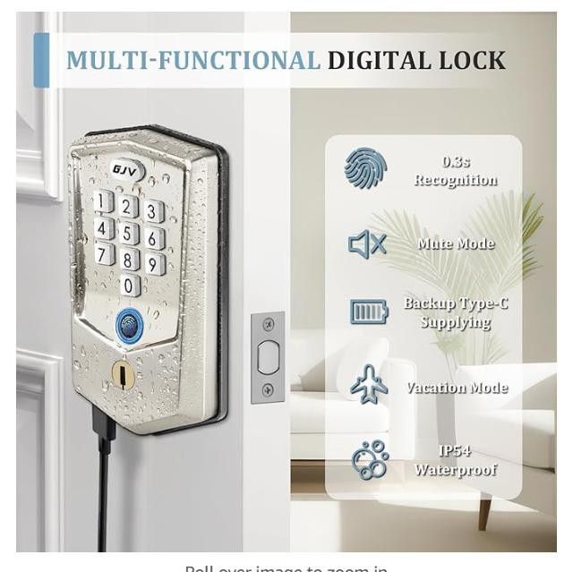 NBDN Nobrandedon Keyless Entry Door Lock, Fingerprint Deadbolt & Auto-Lock Size ONE SIZE - 2 Thumbnail