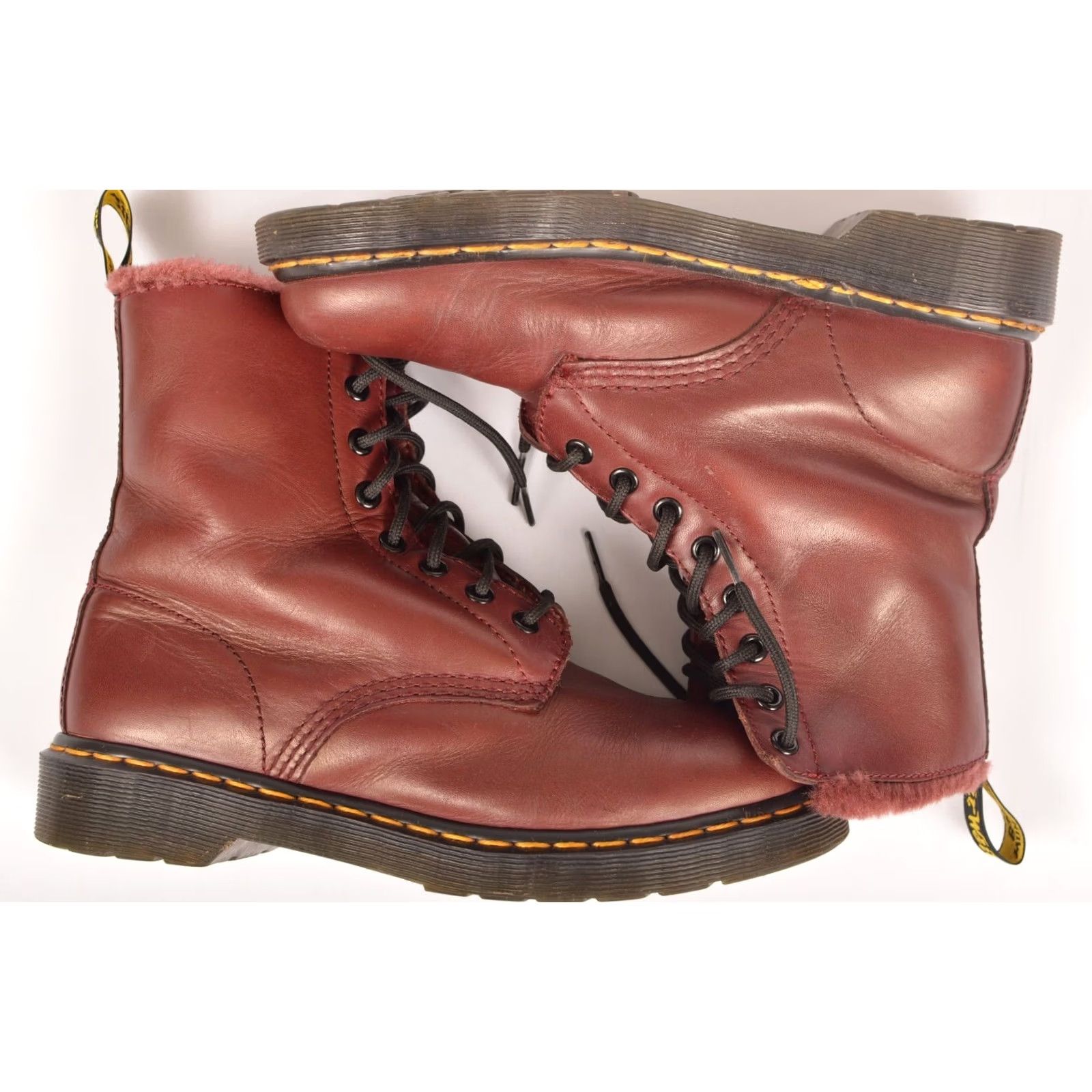 Dr. Martens Dr. Martens Serena Burgundy Faux Fur Lined Combat Leather Boots US 8 L Womens Boots Size 39 / EU 39 Red Leather Combat Shoes Size US 8 / IT 38 - 7 Thumbnail