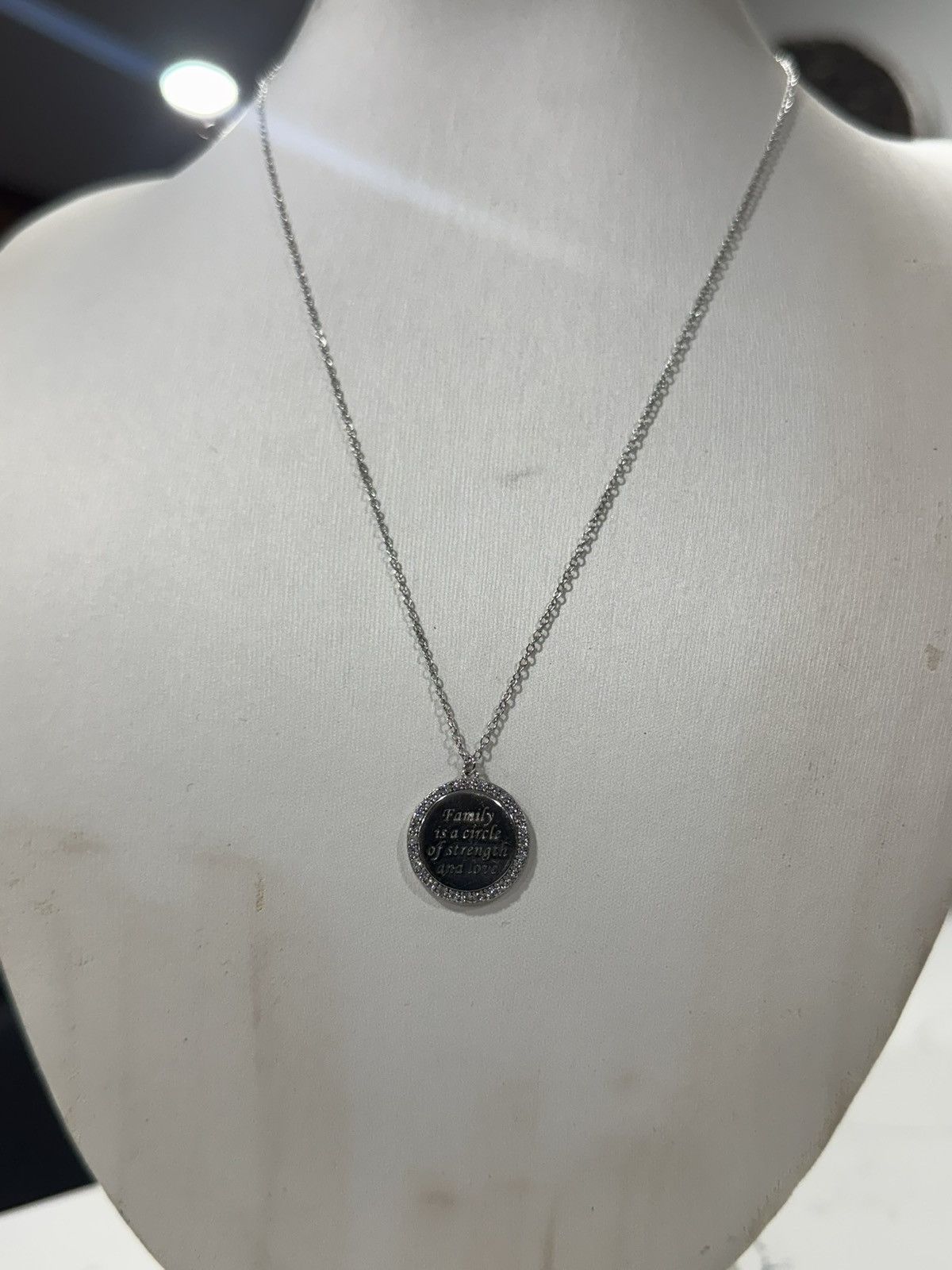 Sterling Silver 925 Sterling Silver Family Circle Necklace | CZ Halo Pendant Size ONE SIZE - 3 Thumbnail